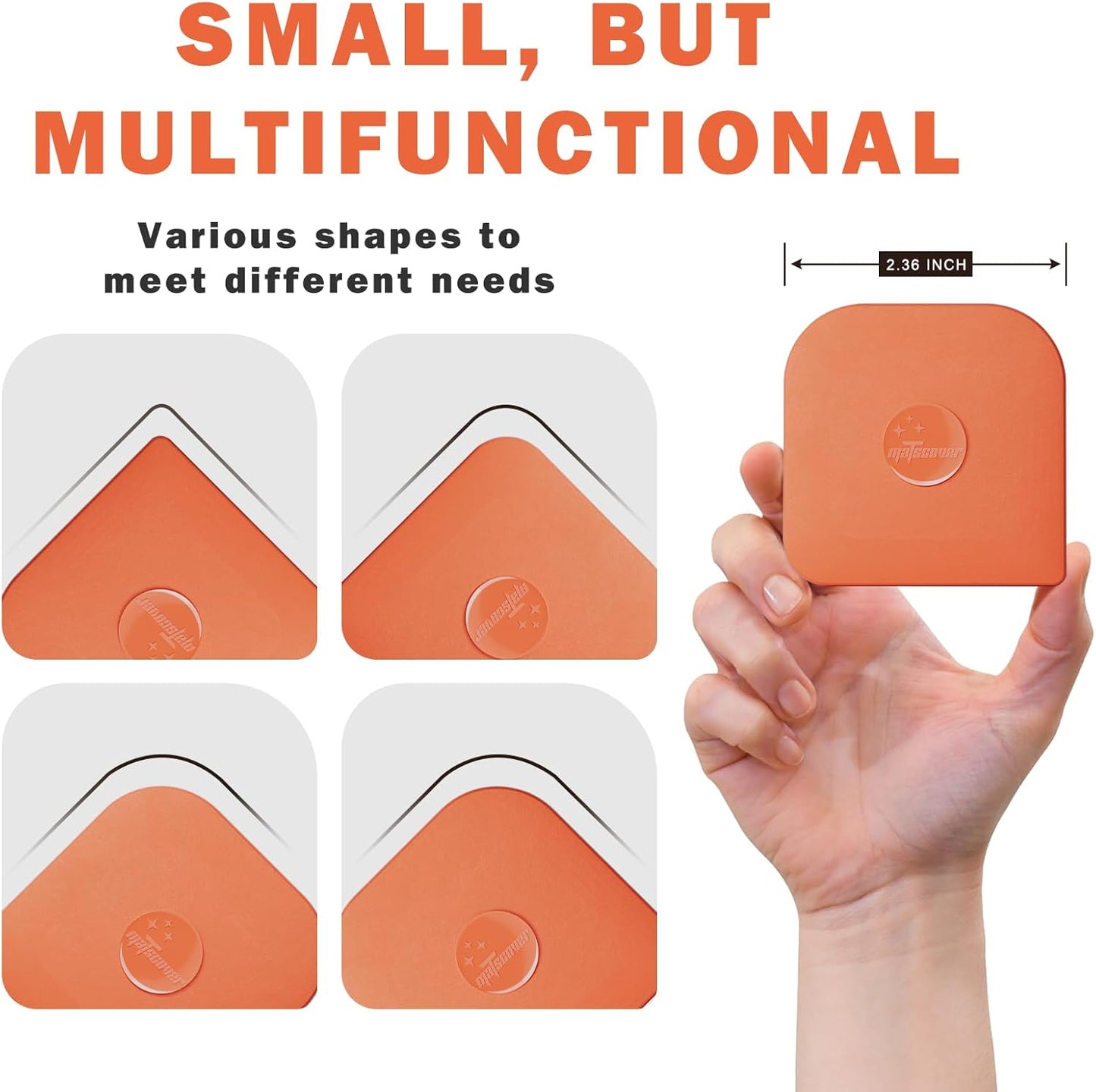 Pan Scraper, 10 Pcs Plastic, Non Scratch for Cast Iron, Pot and Pan Cleaning, Sturdy Scraper Kitchen Tool-Orange