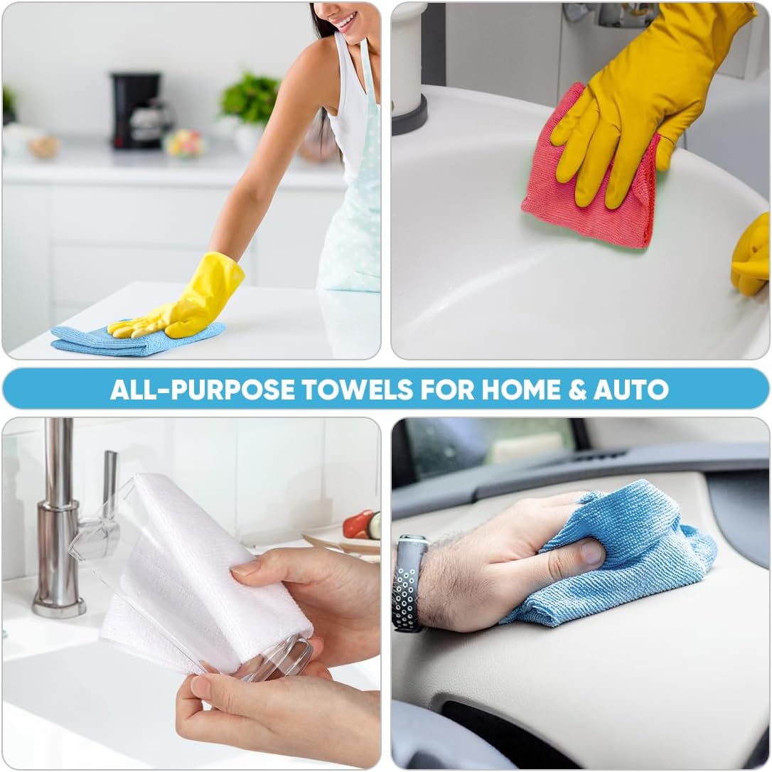 AIDEA Microfiber Cleaning Cloth Roll, Red Shop Towels 55 Sheets Washable, Microfiber Towels for Cars, Shop Rags Reusable Paper Towel for Automotive, Workshop, House, Kitchen, Cleaning Supplies11×9"