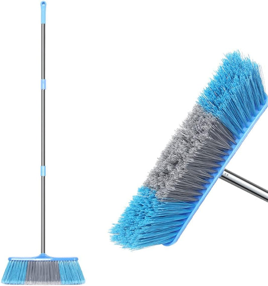 LandHope Heavy Duty Broom, 15.75in Wide Push Broom, 45.67in Long Handle, Adjustable, Floor Sweeper