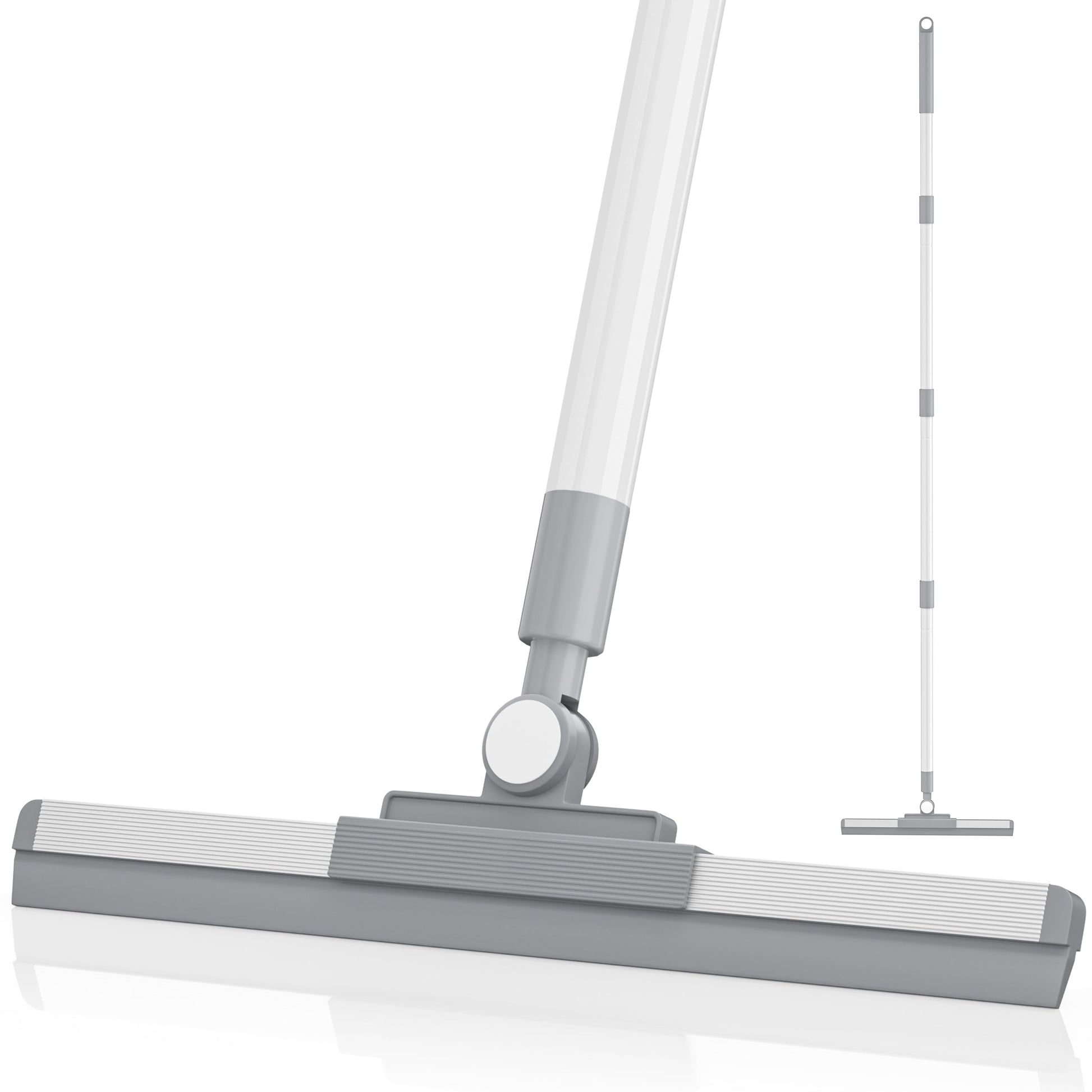Floor Squeegee with 180° Rotating Head, Squeegee for Floor with 52'' Long Handle, Squeegee Broom