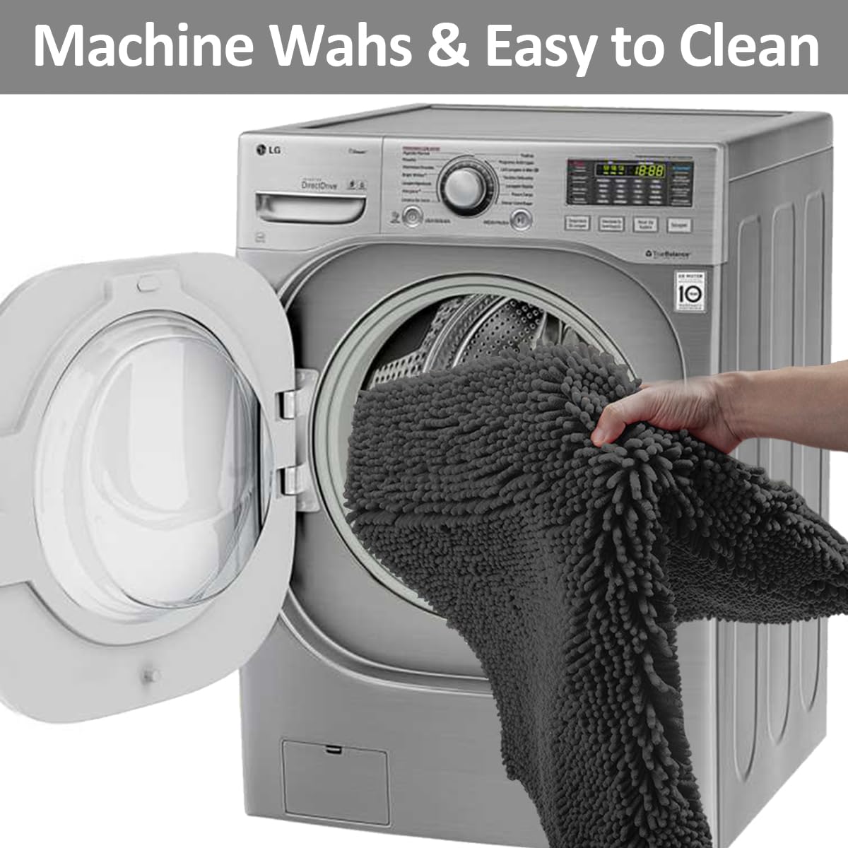 Bathroom Rugs Set Non Slip 3 Piece Bath Mat Washable Chenille Bath Rugs with PVC Backing Bath