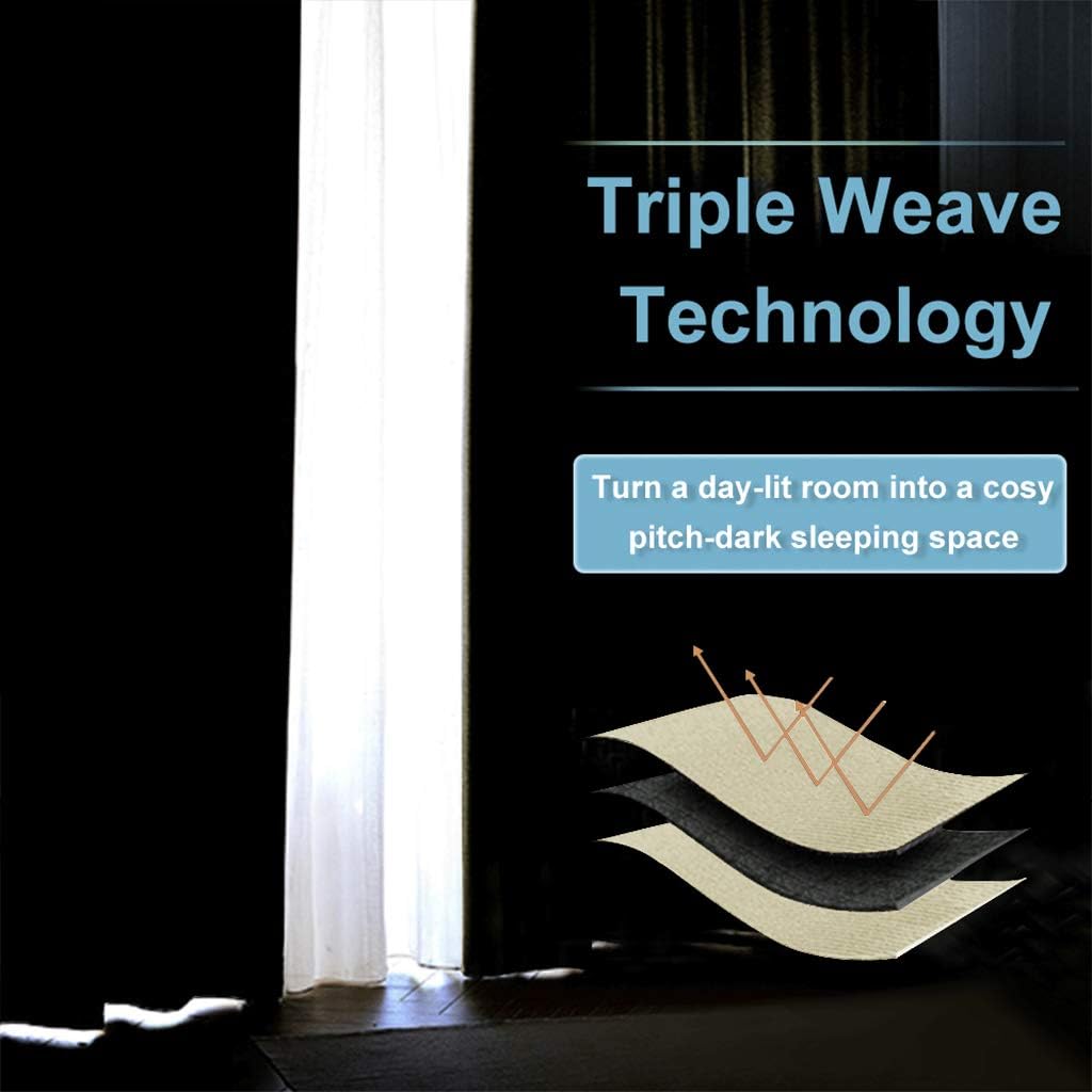 RYB HOME Blackout Curtains for Kitchen, Over Sink Privacy Curtains Window Decor, Thermal Insulating Drapes for Bathroom Cafe Bedroom Small Window, W 42 x L 24 inch, Beige, 2 Panels