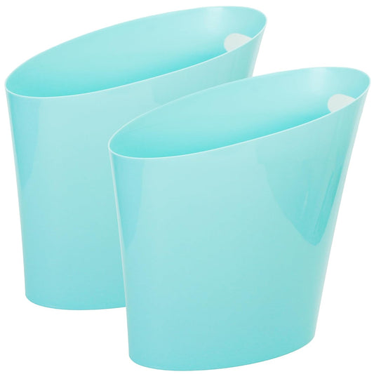 Youngever 2 Gallon Slim Trash Can, Plastic Garbage Container Bin, Small Trash Bin with Handles for Home Office, Living Room, Study Room, Kitchen, Bathroom (2 Pack) (Mint)