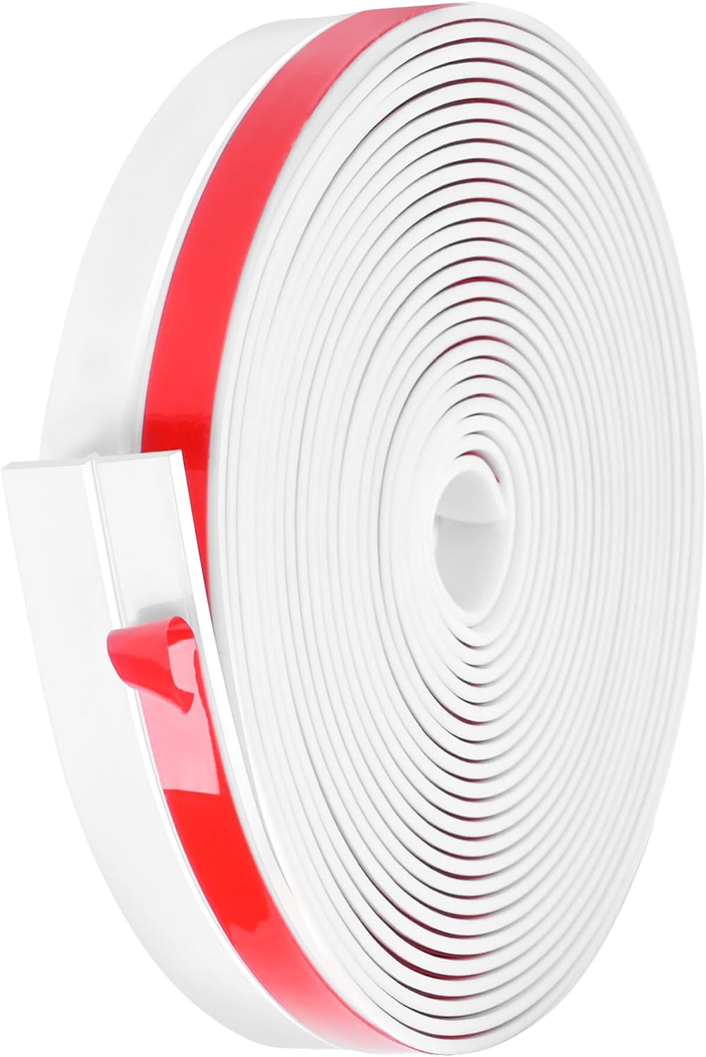 MYFAMIREA Door Weather Stripping 1IN (W) x 20FT (L) Door Draft Stopper Seal Tape Silicone Seal Strip Self Adhesive Shower Sweep Insulation Tape Side Bottom Strip for Sliding Glass Window Gap, White