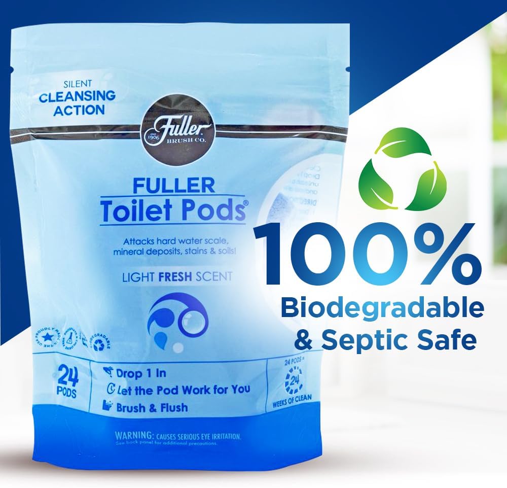 Fuller Brush Toilet Bowl Cleaner Pods - Water Soluble Tablet Cleansers, Cleans Descales & Refreshes Bathroom Toilets Removes Odors Soils & Stains Light Fresh Scent Ideal for Homes & Businesses 1-Pack