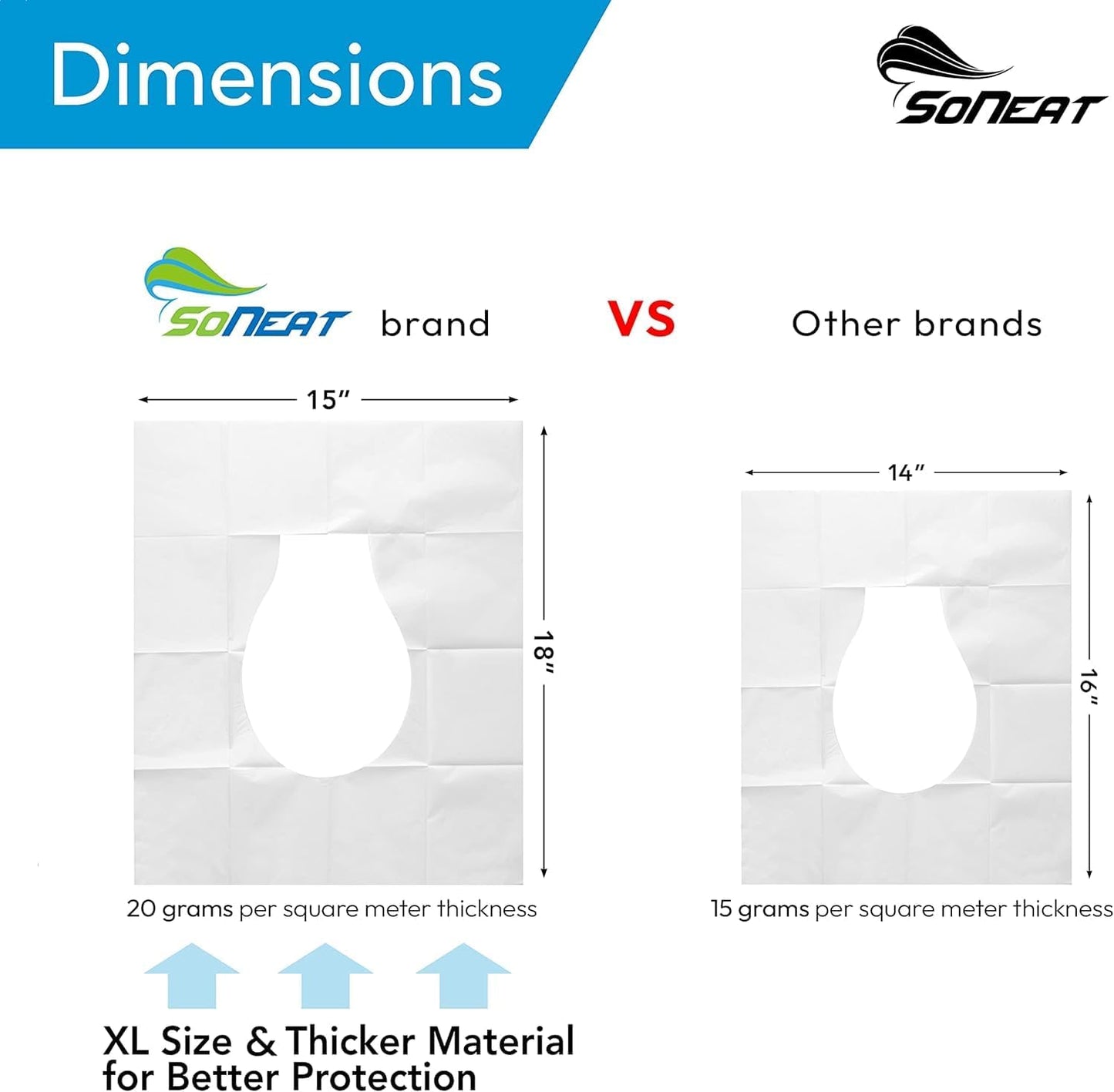 Disposable Toilet Seat Covers Flushable XL 50 Pack – Adults & Kids Potty Training Travel Toilet Seat Cover – 100% Biodegradable Public Restroom Protection for Airplane, Camping, Festivals