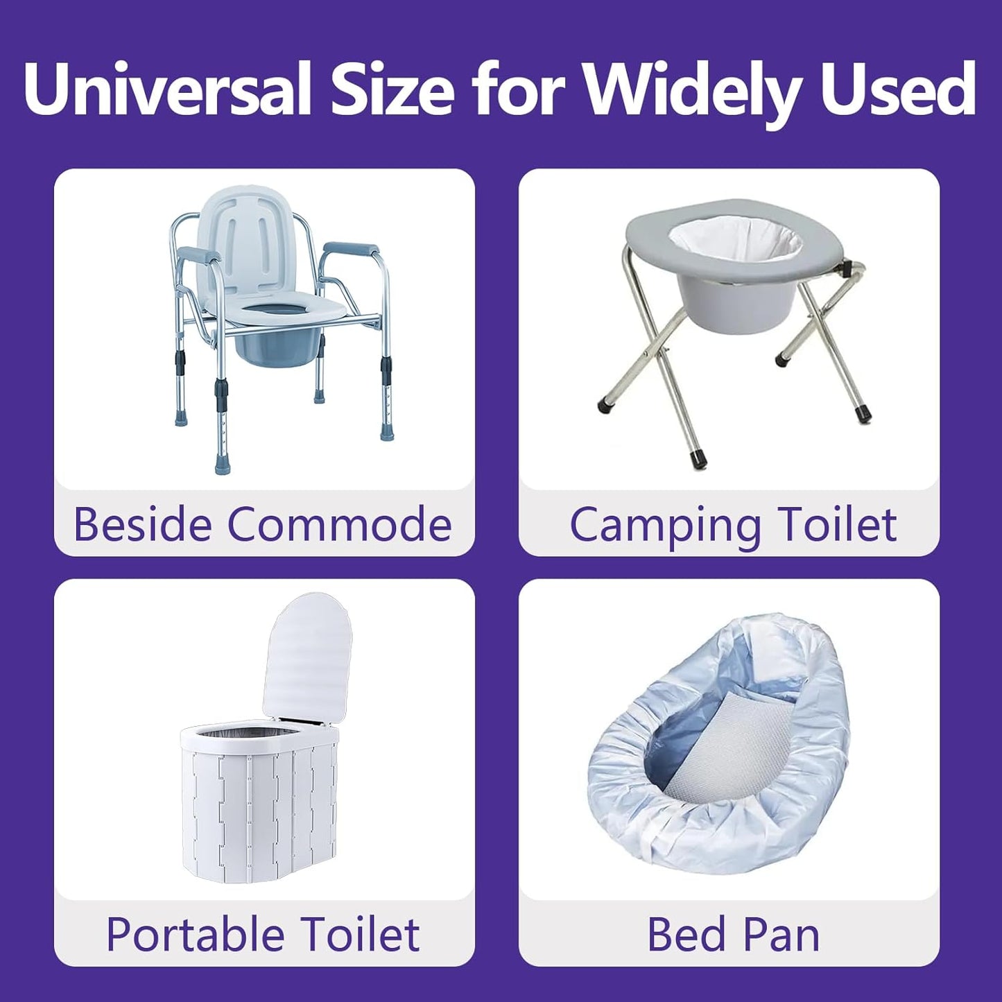 Senvok Commode Liners with Highly Absorbent Pads - 60 Pack | Lavender Scent | Leak-Proof Medical Grade Disposable Liners for Bedside Commode & Adult Toilet Care