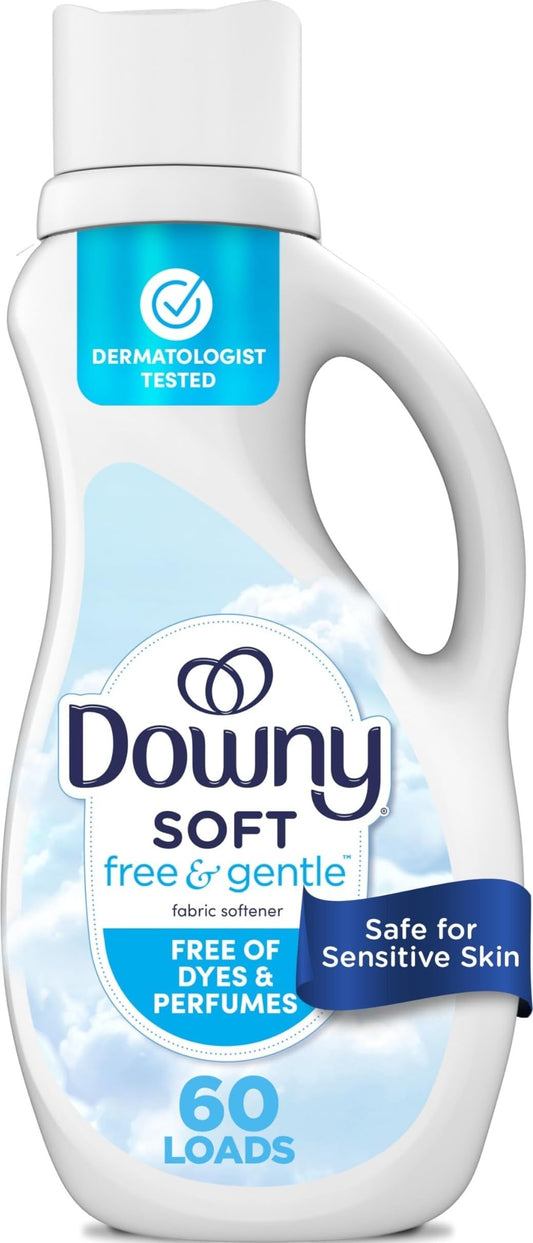 Downy Free & Gentle Liquid Fabric Softener, 44 fl oz, 60 Loads, Hypoallergenic, Sensitive Skin