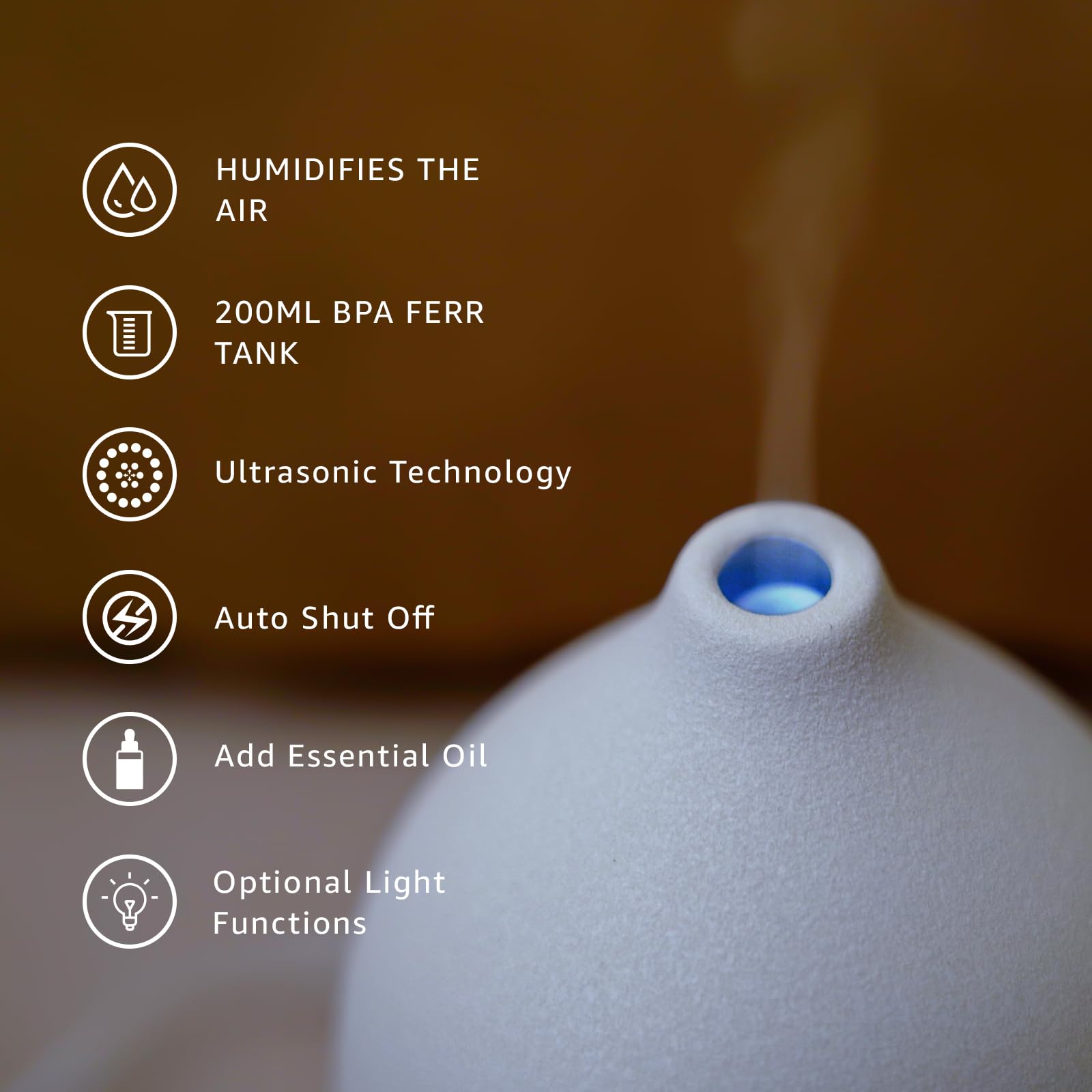 Gooamp 200ML Ceramic Essential Oil Diffuser for Home, Stone Diffuser