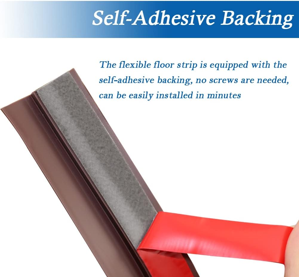 Floor Transition Strip Self Adhesive Carpet & Flooring Transitions Edging Trim Strip PVC Threshold Transitions Suitable for Threshold Height Less Than 5mm (3.3Ft, Brown)