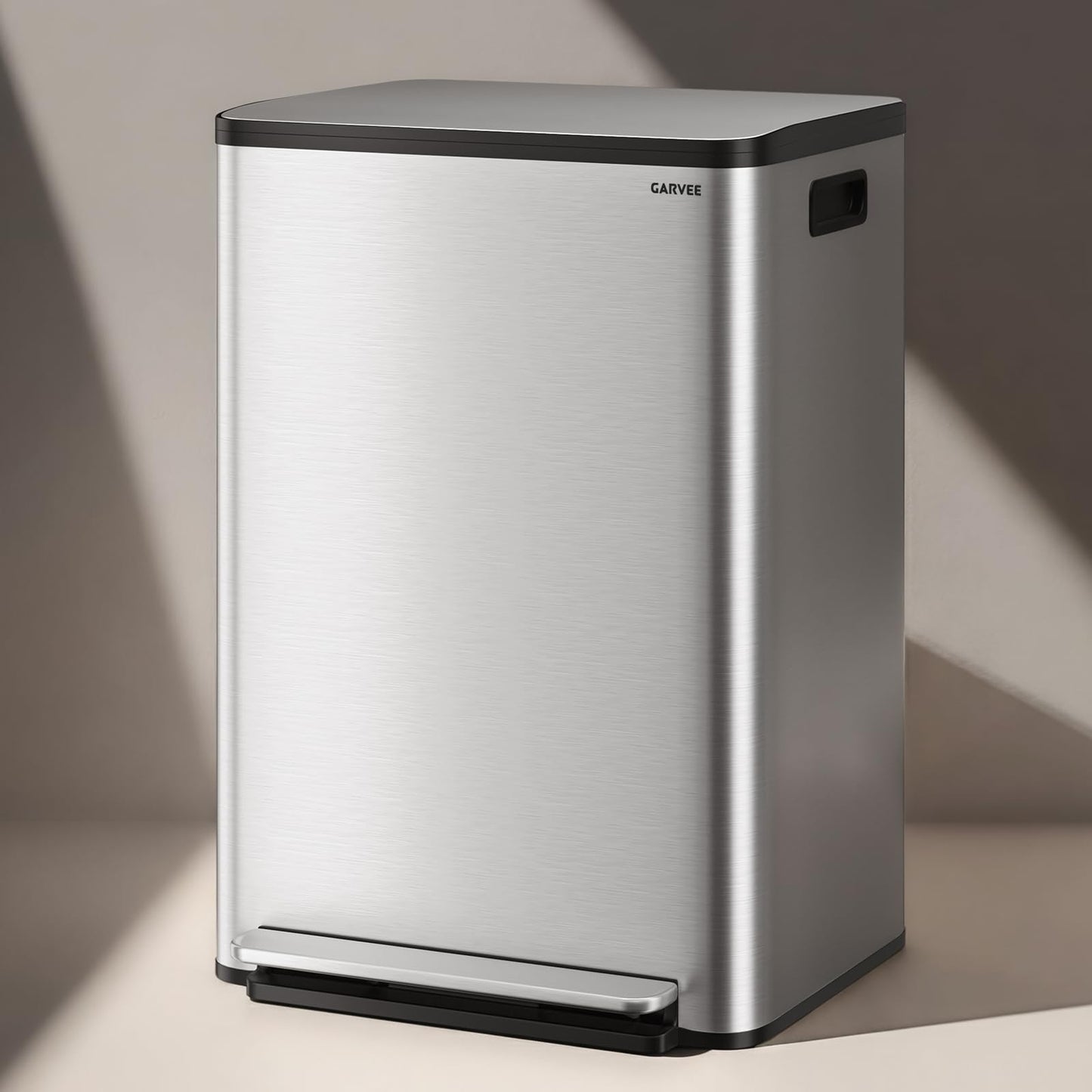 13 Gallon Trash Can Kitchen Garbage Bin with Removable Inner Buckets 50L Stainless Steel Step-on
