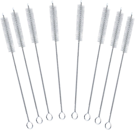 Long Straw Cleaner Brush Set Travel: 8 Pack Straw Brush Cleaner for Cleaning Straws, Stainless Steel & Bendable Nylon Brushes - Durable & Rust Resistant Cleaning Solution for Home and Office