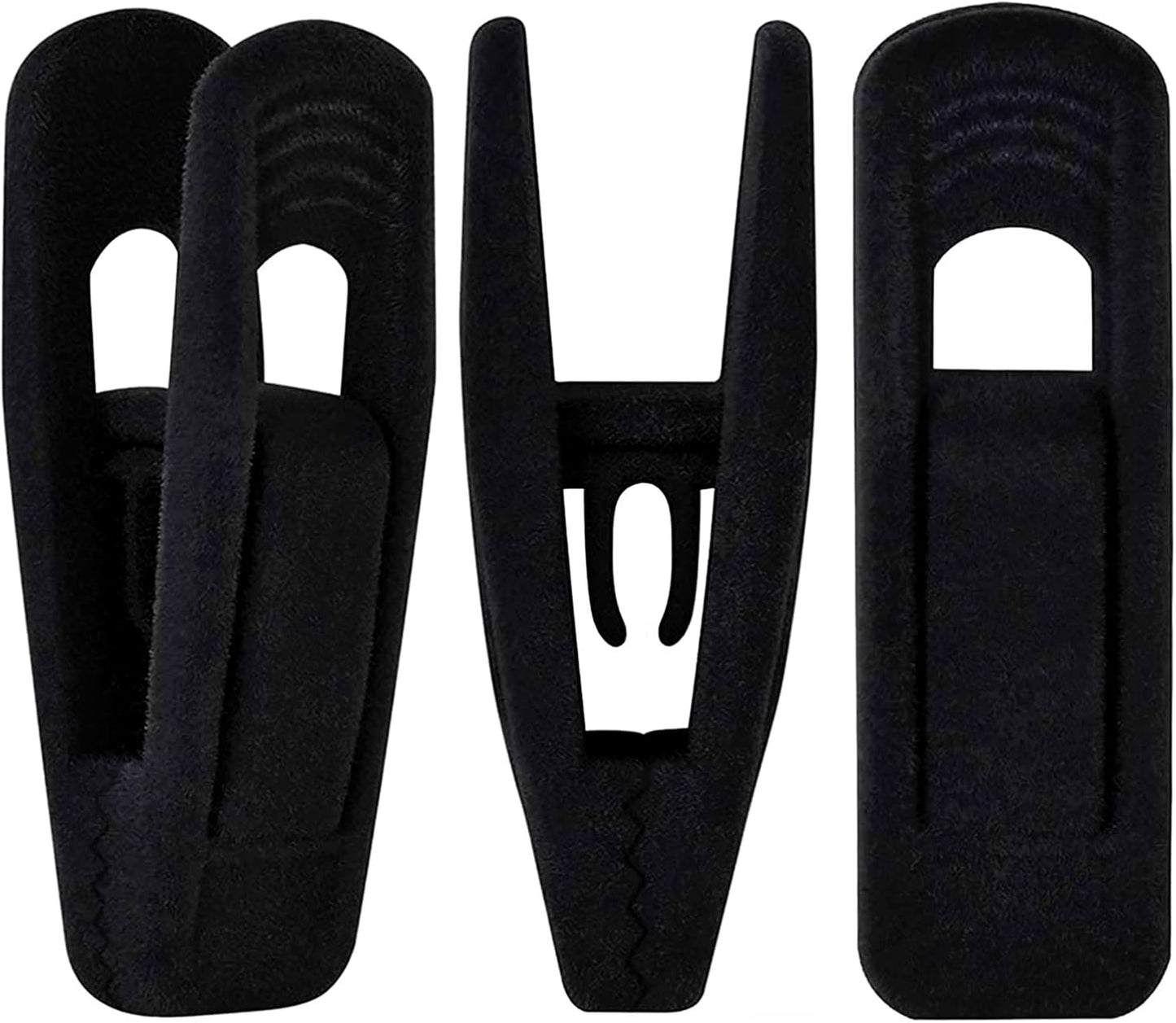 Black Velvet Hangers Clips 20 PCS, Non-Slip Velvet Clips for Suit Pant Skirt Hanger, Strong Finger Clips Perfect for Thin Flocking Hangers