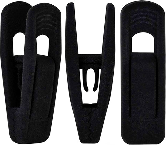 Black Velvet Hangers Clips 20 PCS, Non-Slip Velvet Clips for Suit Pant Skirt Hanger, Strong Finger