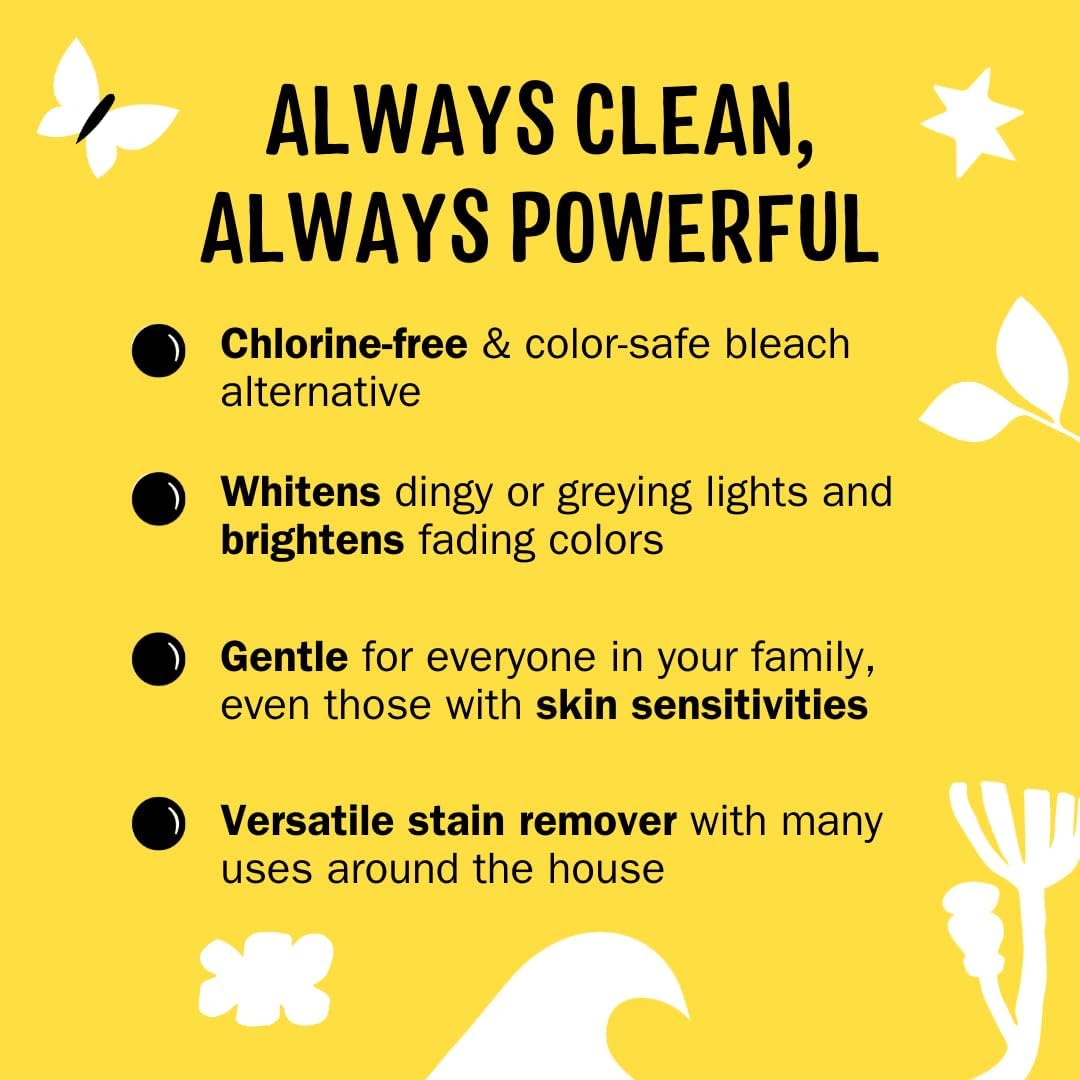 Molly's Suds Oxygen Whitener | Powerful Bleach Alternative, Chlorine Free & Color Safe | Brightens Whites and Removes Stains (Lemon Essential Oil - 41.09 oz)