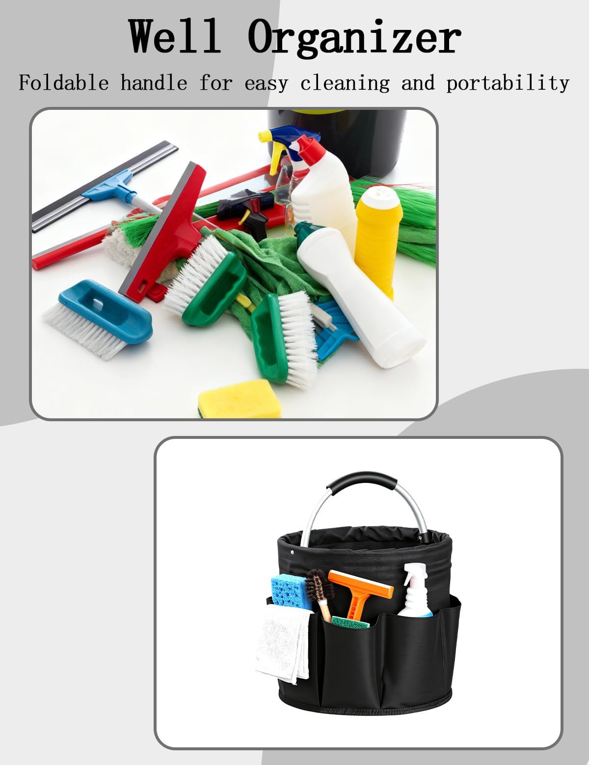 CIHTL Cleaning Caddy with Handle, for Cleaning Supplies Organizer Bucket
