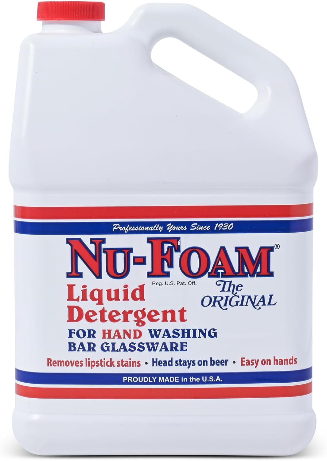 Nu-Foam Liquid Detergent for Bar Glassware – Original Streak-Free Solution - Hand Washing Bar, Tavern, Brewery Supplies - Concentrated - 1 Gallon