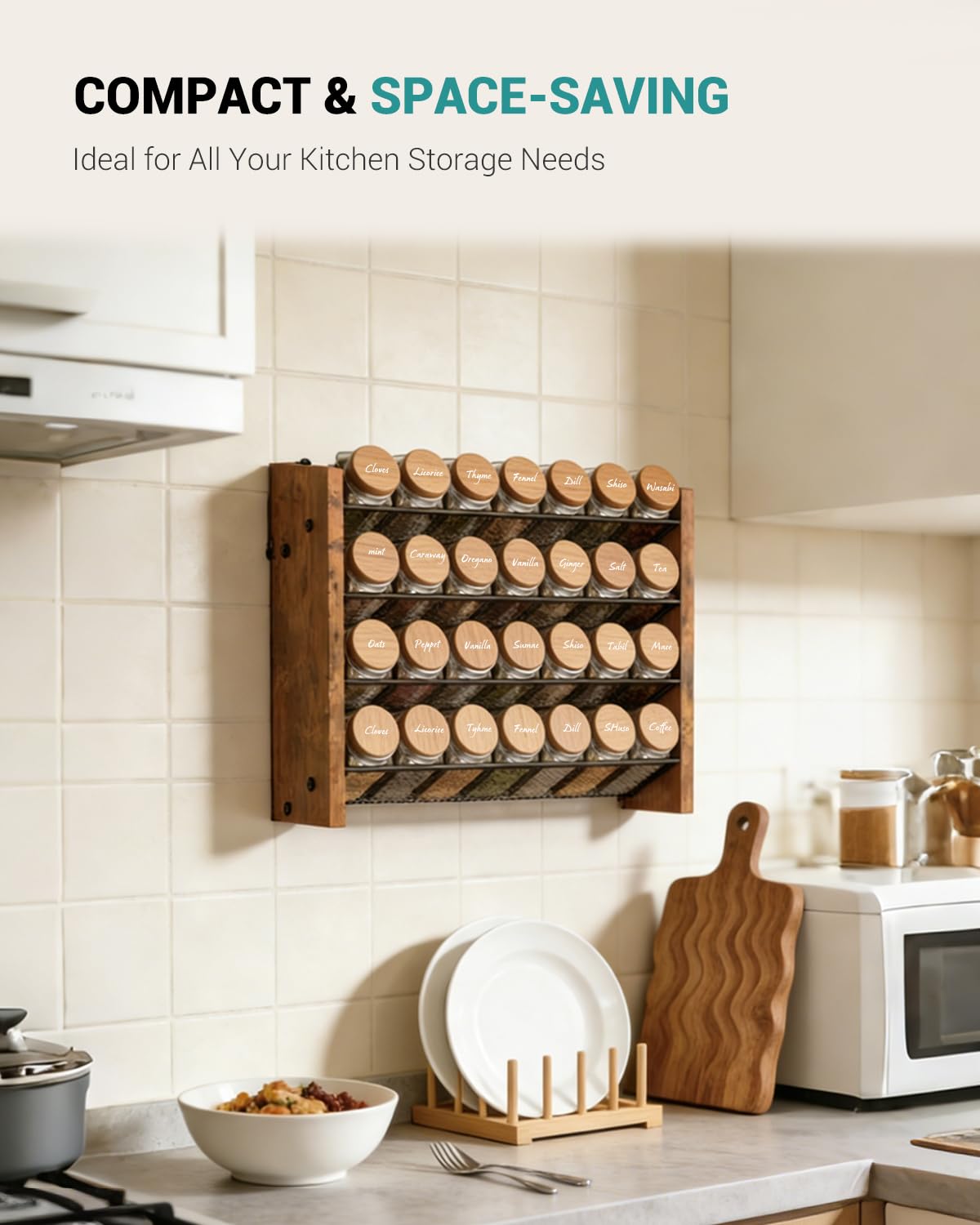 Spice Rack Organizer for Cabinet, Seasoning Organizer Wall Mount Countertop