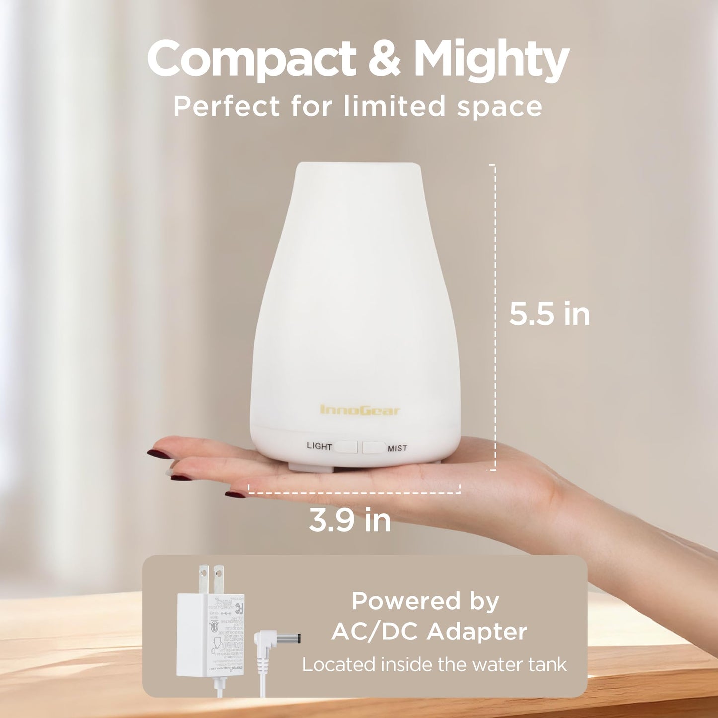 InnoGear Essential Oil Diffuser Ultrasonic Diffusers for Home, Basic White