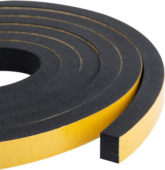High Density Foam Tape 2-Pack, 1/2 Inch Wide X 3/8 Inch Thick, Self-Adhesive Neoprene Weather