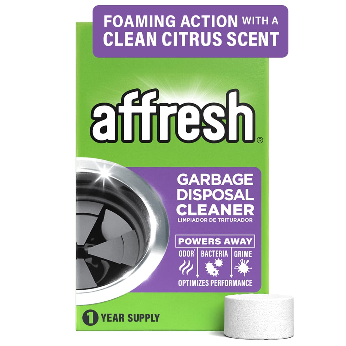 Affresh Garbage Disposal Cleaner, Helps Power Away Odor Causing Bacteria, Debris & Grime in Grind