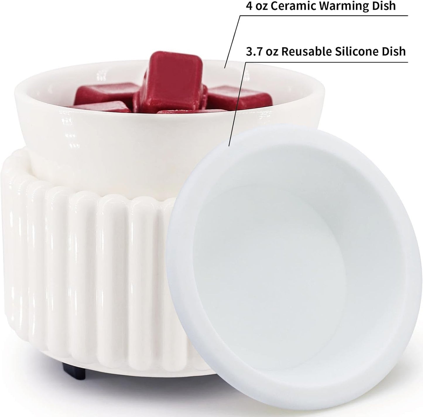 Ceramic Wax Melt Warmer with 1 pc Silicone Dish Candle Warmer for Scented Wax Electric Fragrance Burner for Home, Office, Bedroom - Gift & Décor