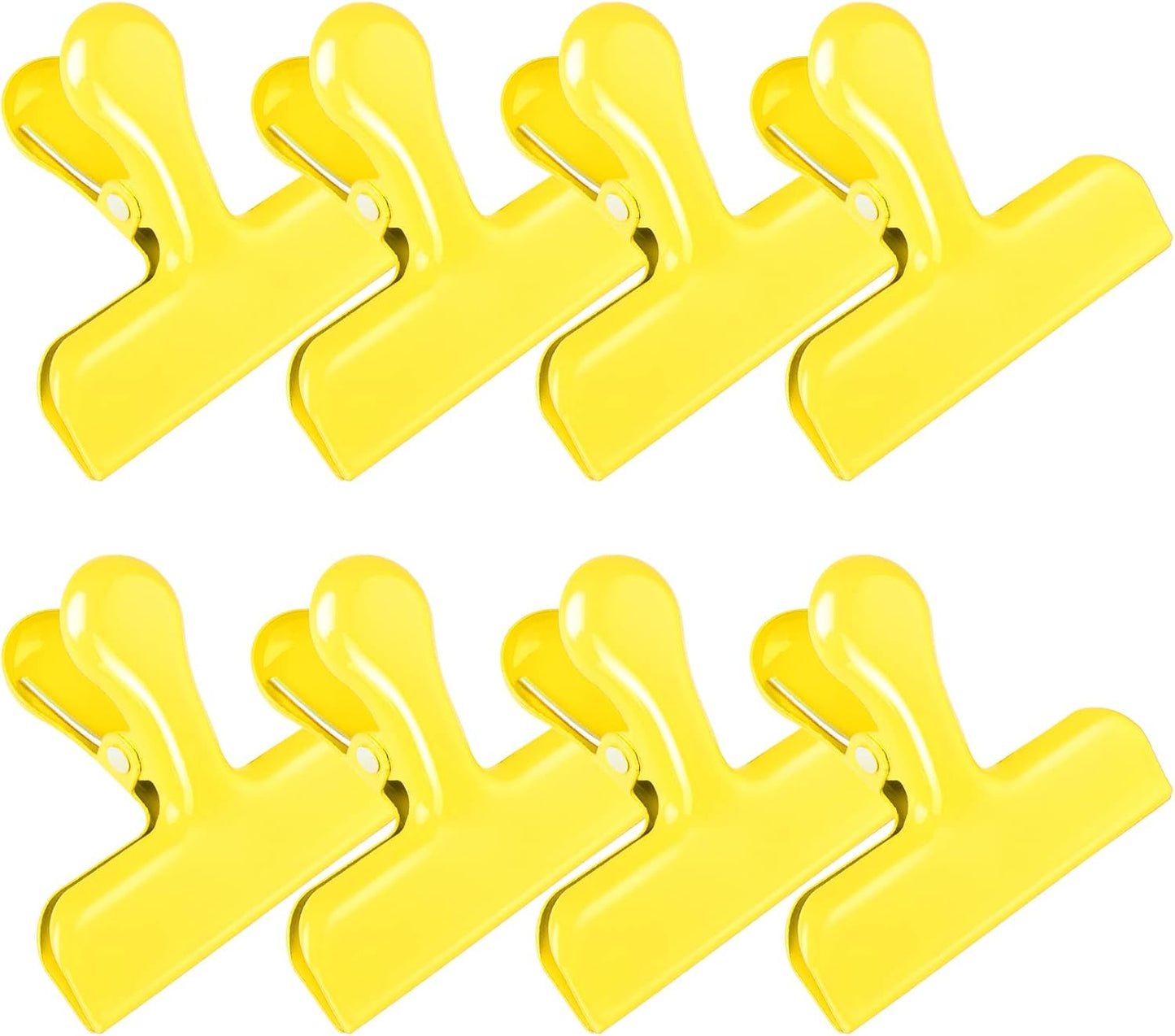 Bag Clips Heavy Duty Stainless Steel Chip Clips, Food Bags Clamp Great for Kitchen Office to Seal Coffee Bags, Paper Sheets - Pack of 8（Yellow）