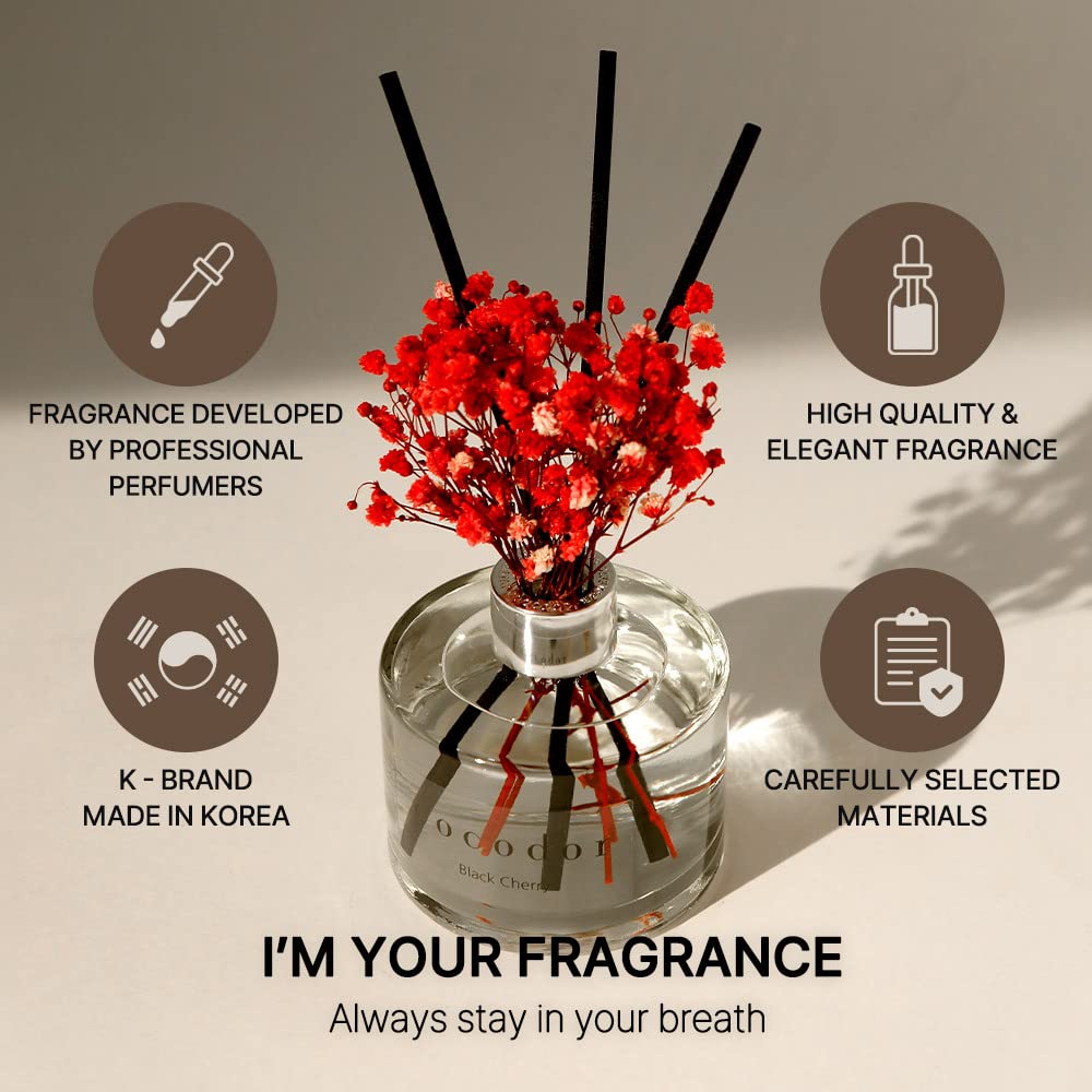 COCODOR Flower Reed Diffuser Set / 6.7oz / White Jasmine/Scent Diffuser with Sticks Home Fragrance