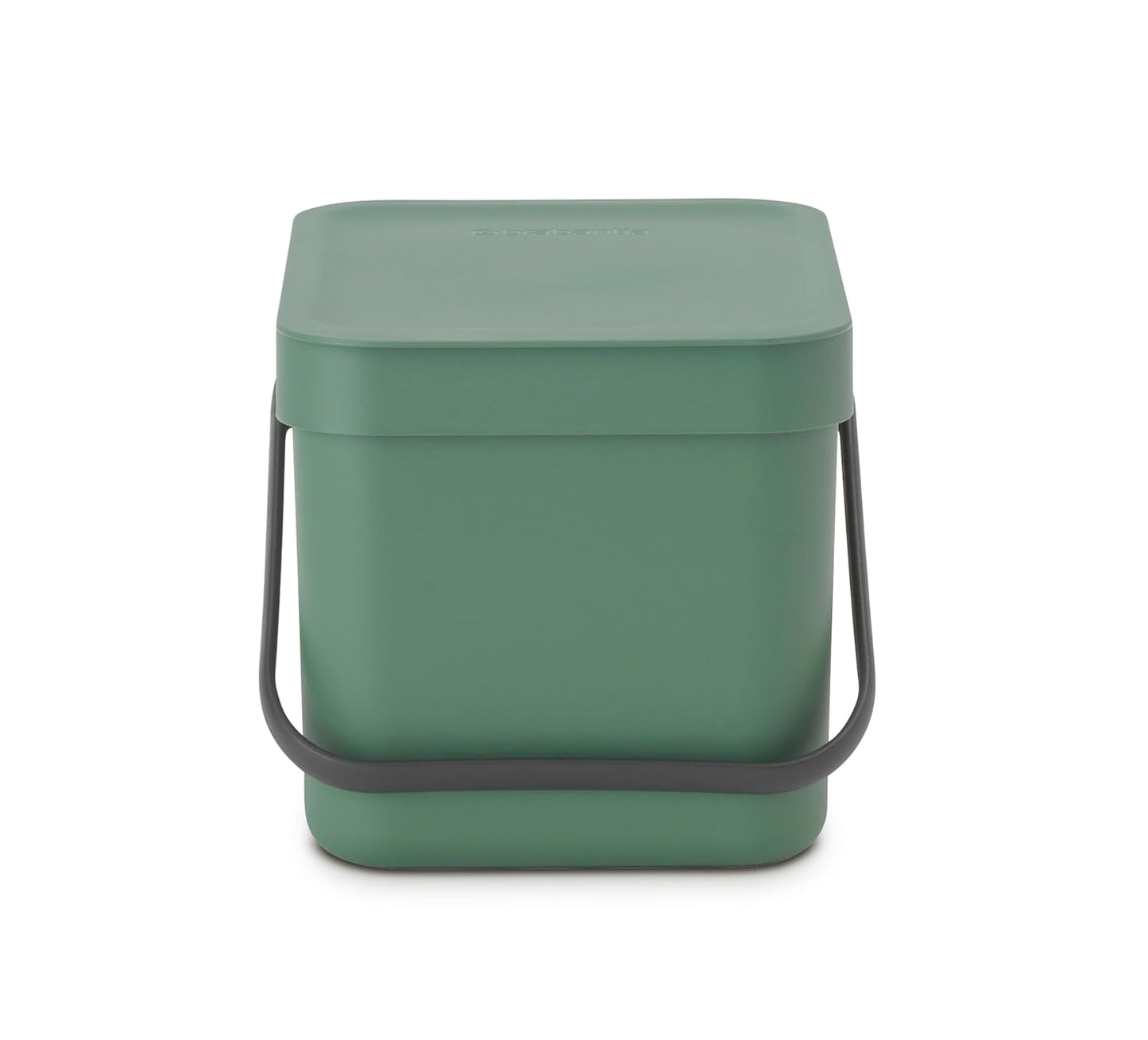 Brabantia Sort & Go Food Trash Can (1.6 Gal/Fir Green) Small Countertop Kitchen Compost Caddy with Handle & Removable Lid, Easy Clean, Fixtures Included for Wall/Cupboard Mounting