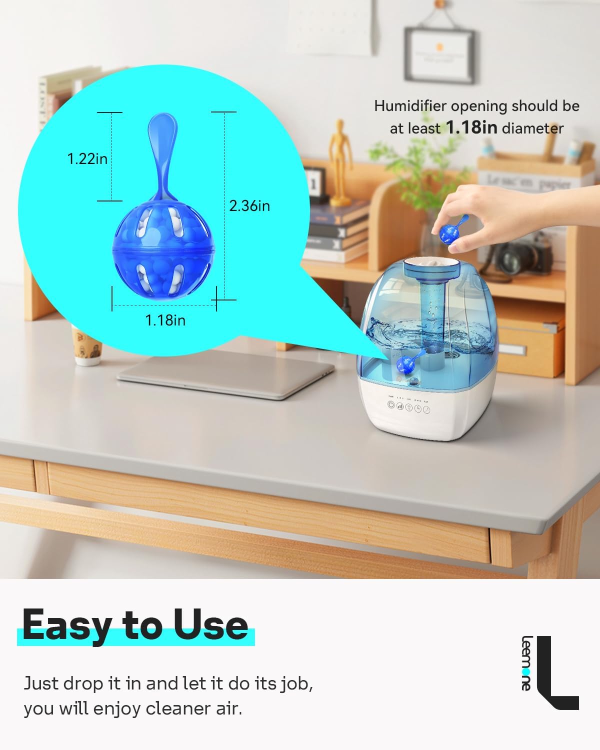 Leemone Humidifier Cleaner 12 Pack, Demineralization Cleaning Ball, Works in All humidifiers and Fish Tanks, Purifies Water, Prevents Hard Water Build-Up, Reduces Scale