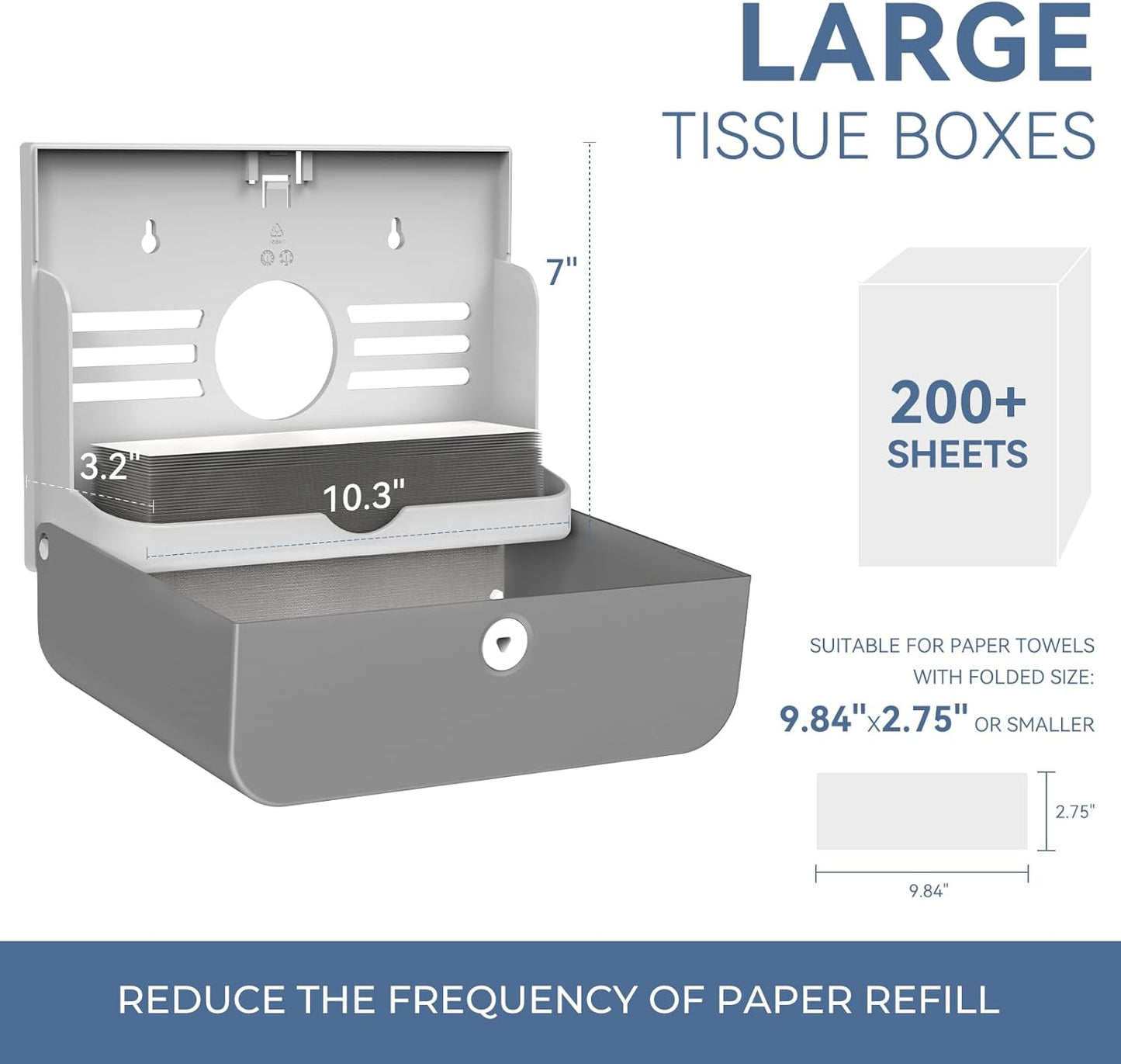 Paper Towel Dispenser Wall Mount, Adhesive No Drilling Multifold Trifold C Fold Commercial Hand Towel Dispenser,Silver