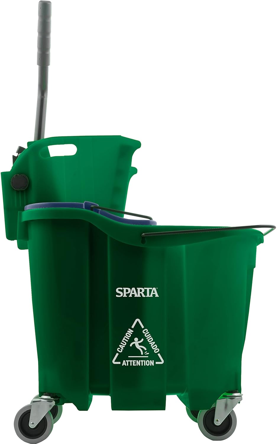 Carlisle FoodService Products Omnifit Mop Bucket with Side Press Wringer and Soiled Water Insert for Floor Cleaning, Kitchens, Restaurants, And Janitorial Use, Polypropylene (Pp), 35 Quarts, Green