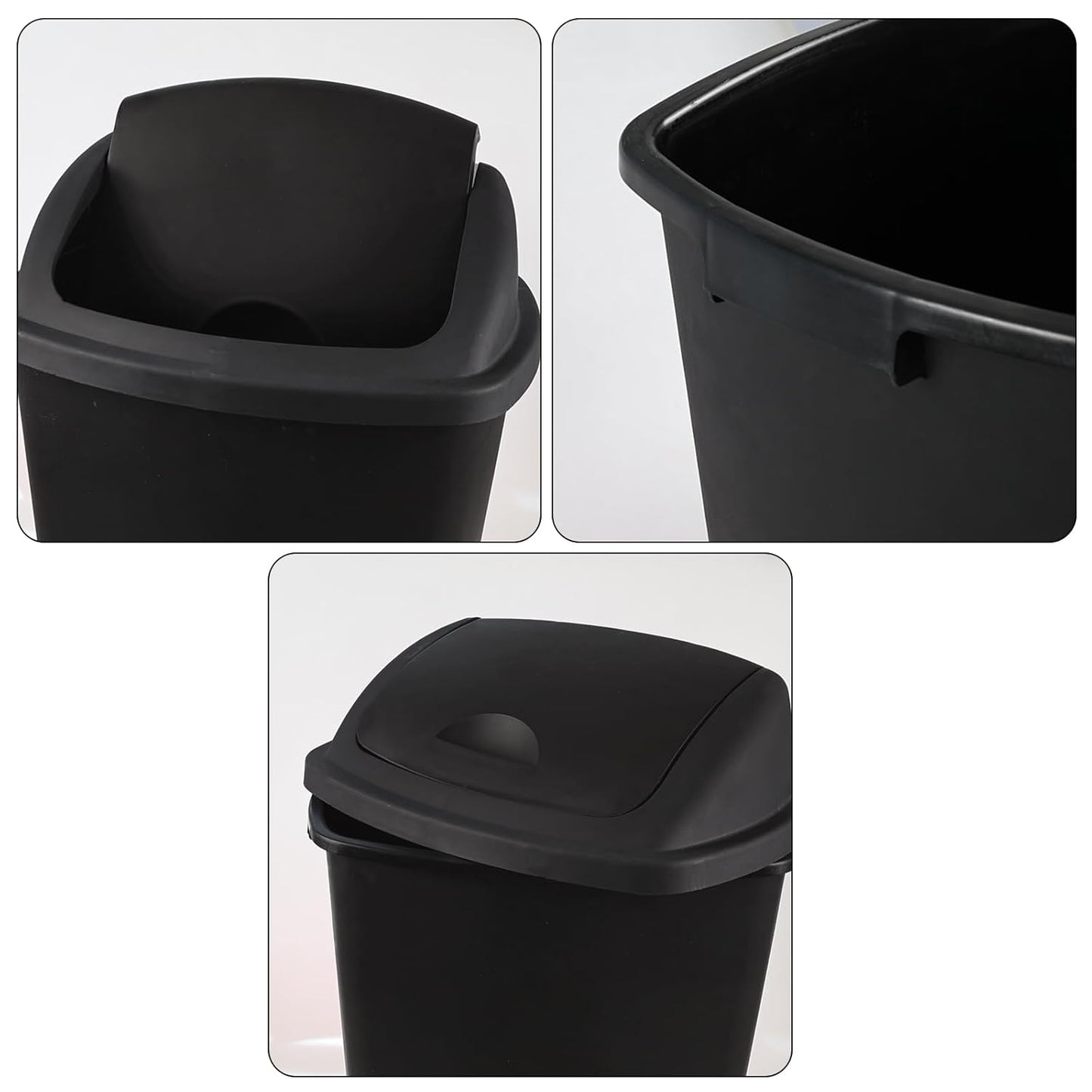 18 Gallon 4-Pack Large Garbage Can with Swing Lid, Commercial Plastic Swing Top Trash Bins, Black
