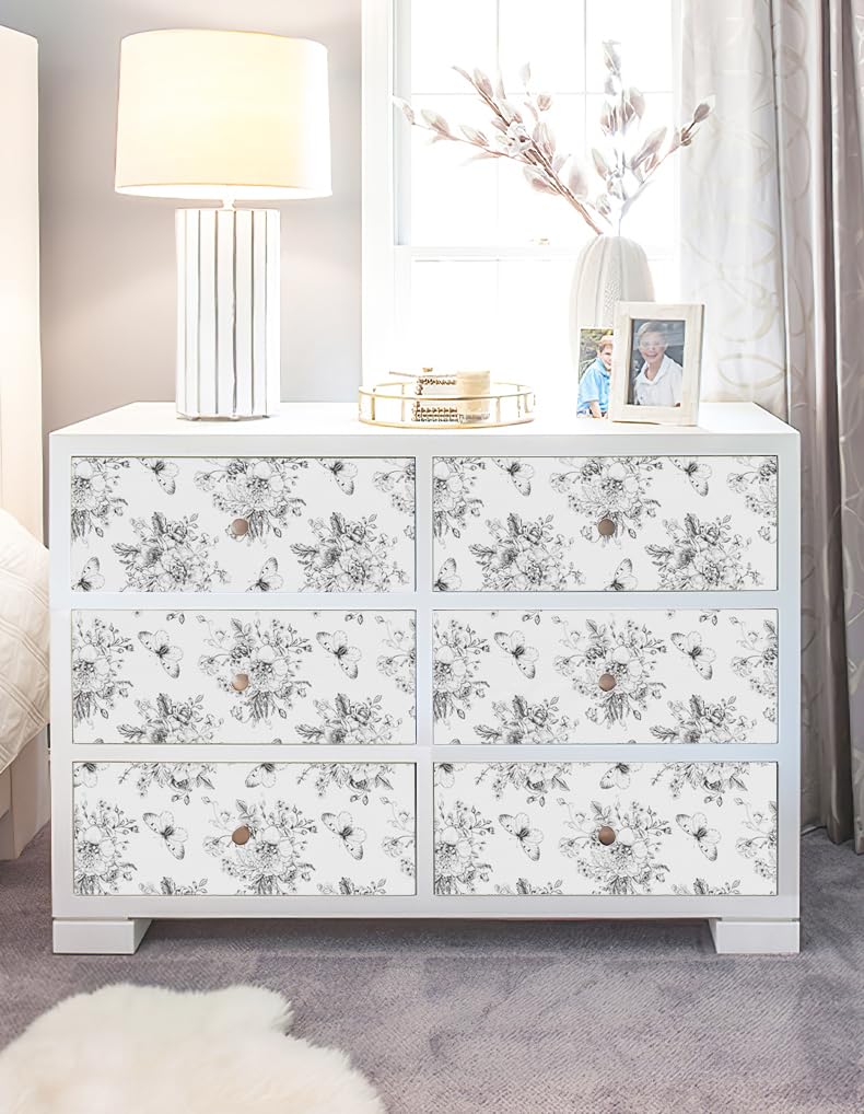 Micpolo Floral and Butterfly Self Adhesive Shelf Liner for Kitchen Bedroom Cabinets Waterproof