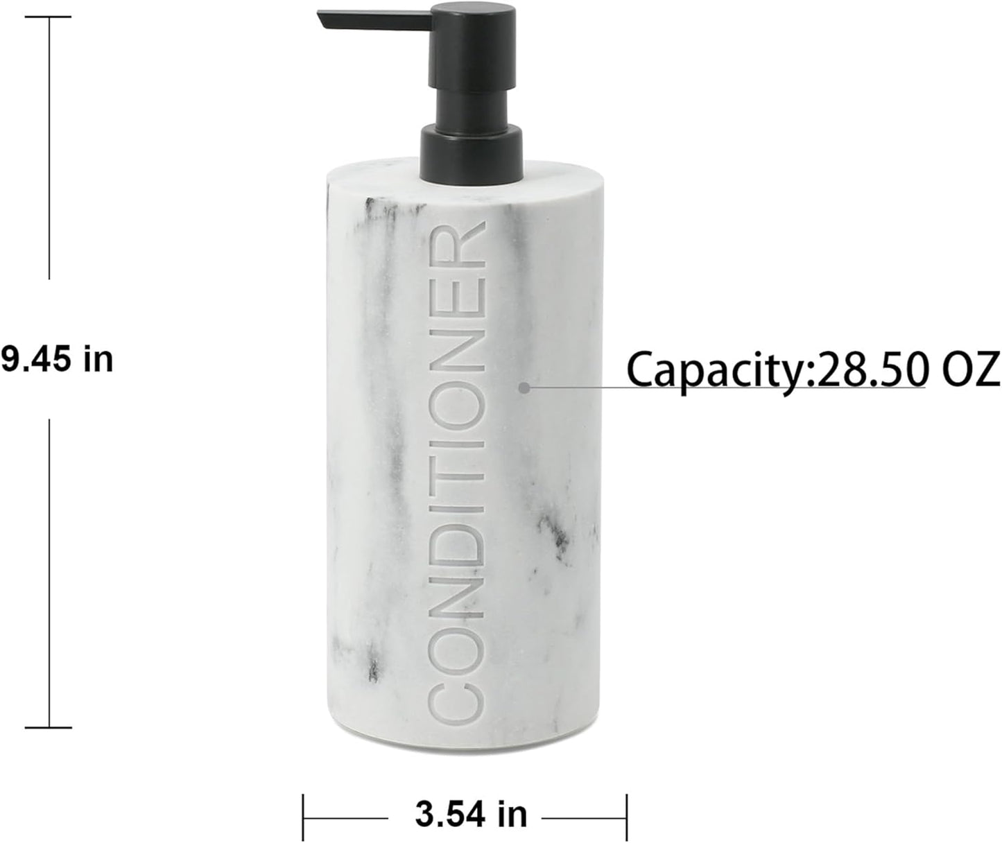 Conditioner Dispenser – Luxurious Refillable Pump Bottle with Embossed Text, Durable Construction for Bathroom and Kitchen