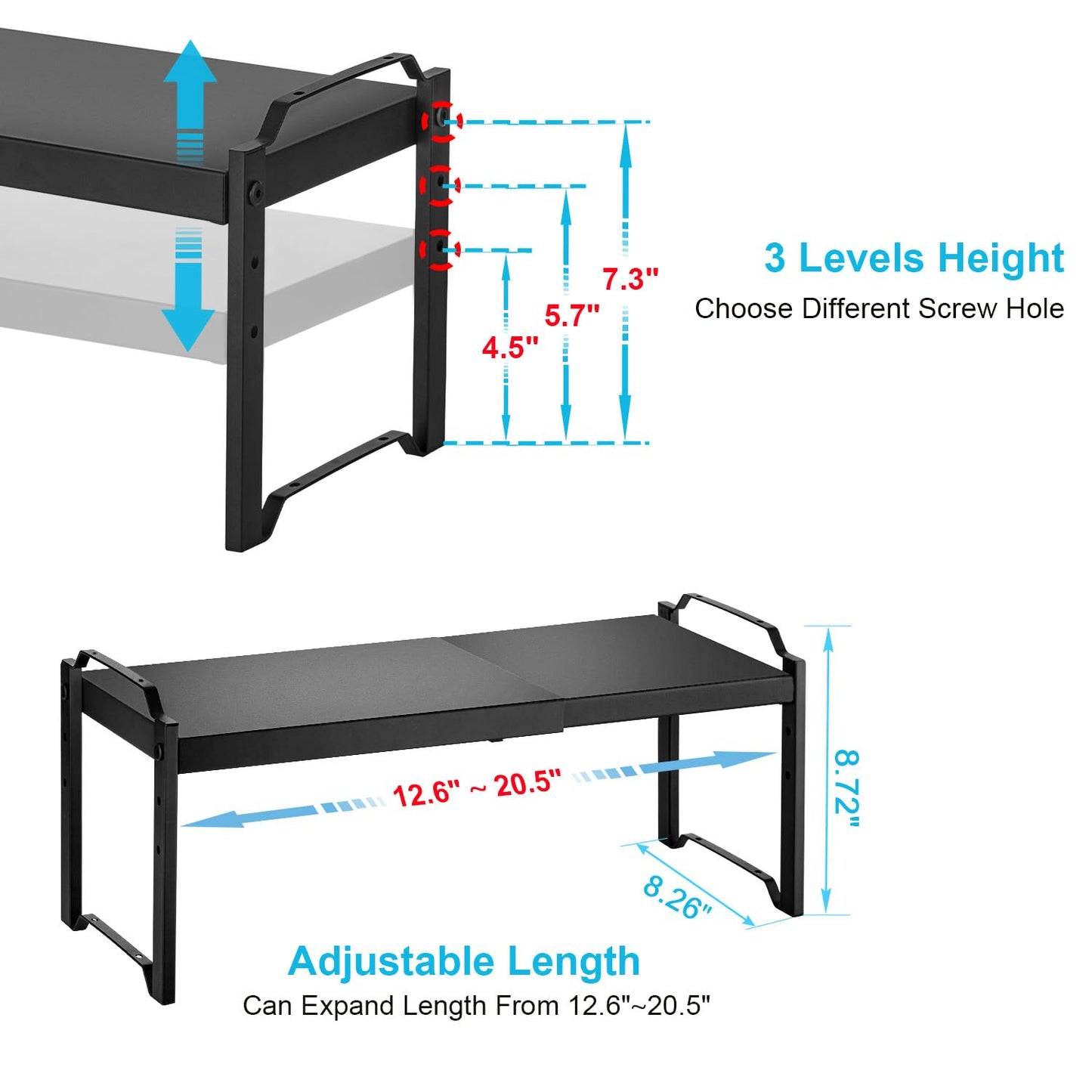Expandable Cabinet Shelf Organizer, Adjustable kitchen Countertop Storage