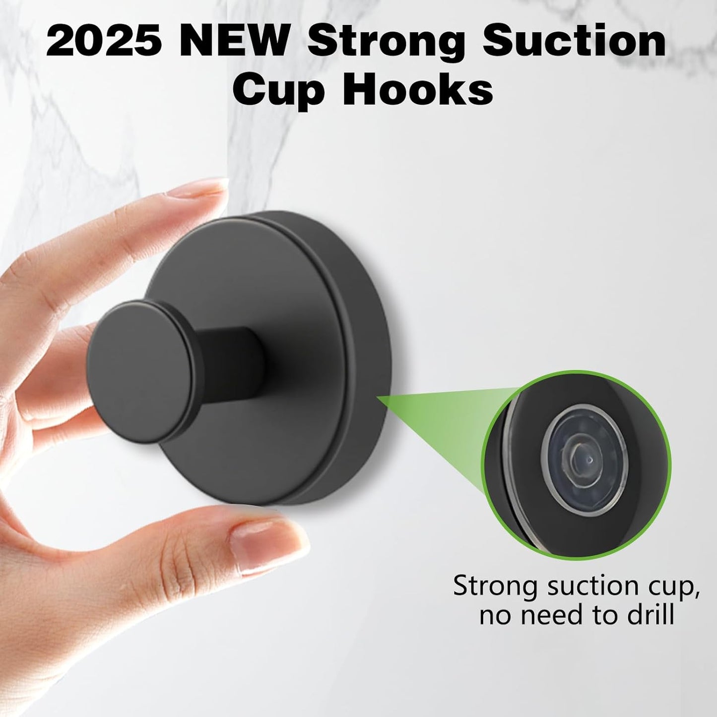 Suction Cup Hooks for Wreaths on Glass, 2025 New No Drill Suction Cup Hooks (2PCS-Gold)