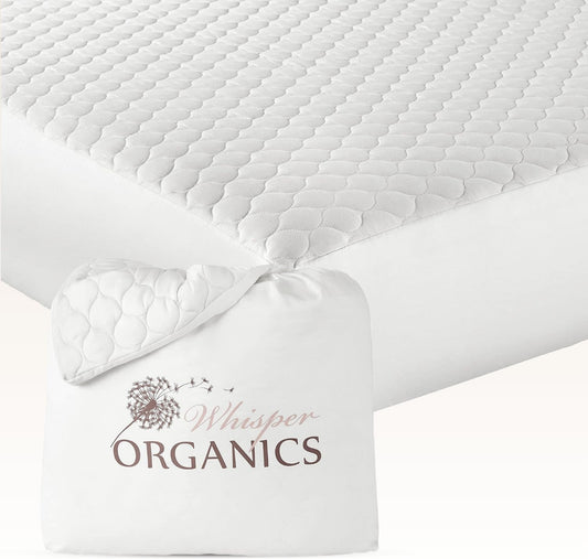 100% Cotton Organic Mattress Pad - Breathable & Cooling Mattress Protector Cal King - Premium