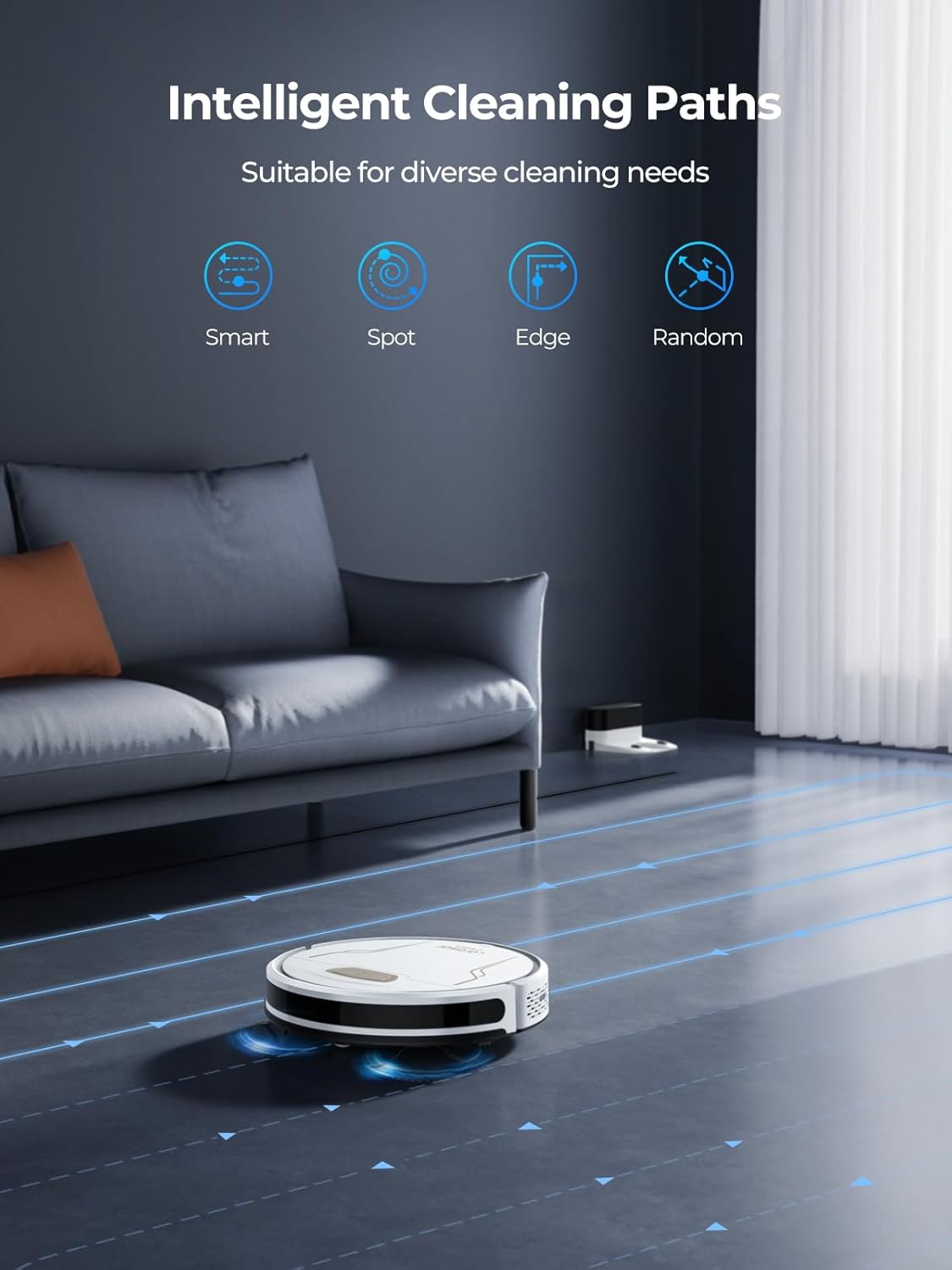 Robot Vacuum and Mop 4000Pa Suction, 3 in 1 Robotic Vacuums with Self-Charging, 150mins Runtime, App/Remote/Voice Control, Robot Vacuum for Pet Hair, Carpet, Hard Floor(White)