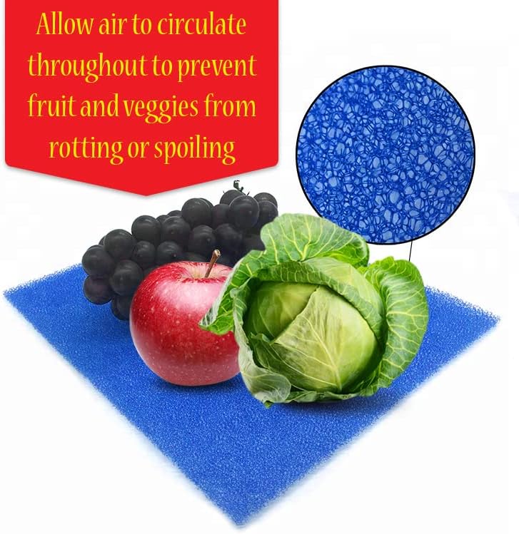 Dualplex® Fruit & Veggie Life Extender Liner for Fridge Refrigerator Drawers, 12x15 Inches (4 Pack) – Extends The Life of Your Produce & Prevents Spoilage (Blue)