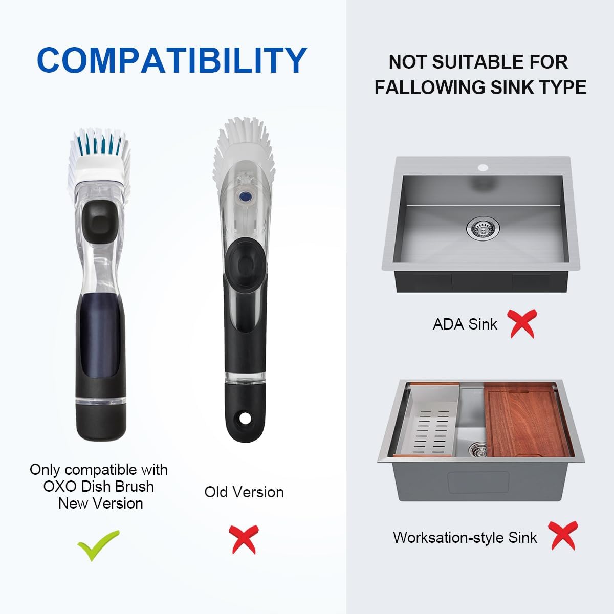 LANMU Dish Wand Holder Compatible with OXO Soap Dispensing Scrub Brush (New Version), Silicone Self-Adhesive Dishwand Caddy with Drain Spout for Quick Drying, Ideal for Kitchen Sink Counter Storage