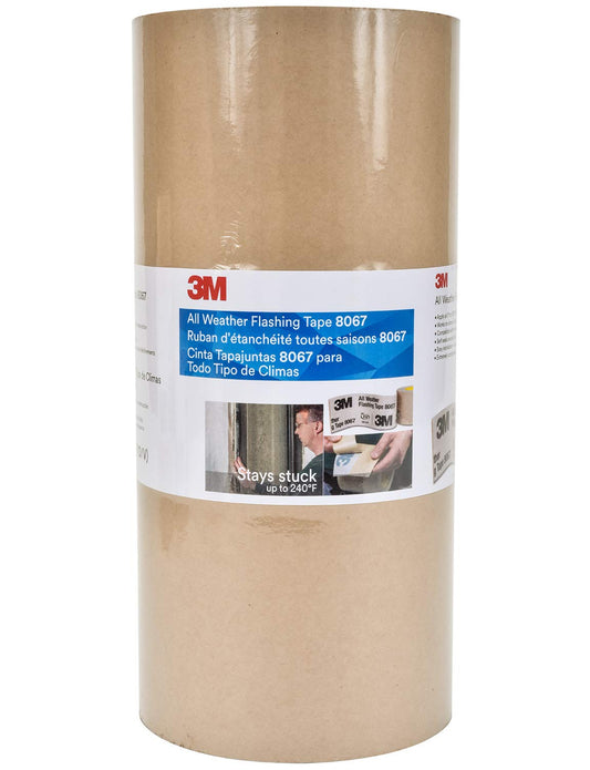 3M All Weather Flashing Tape 8067, 12 in x 75 ft, 1 Roll, Adhesive Backed Split Liner, Prevents