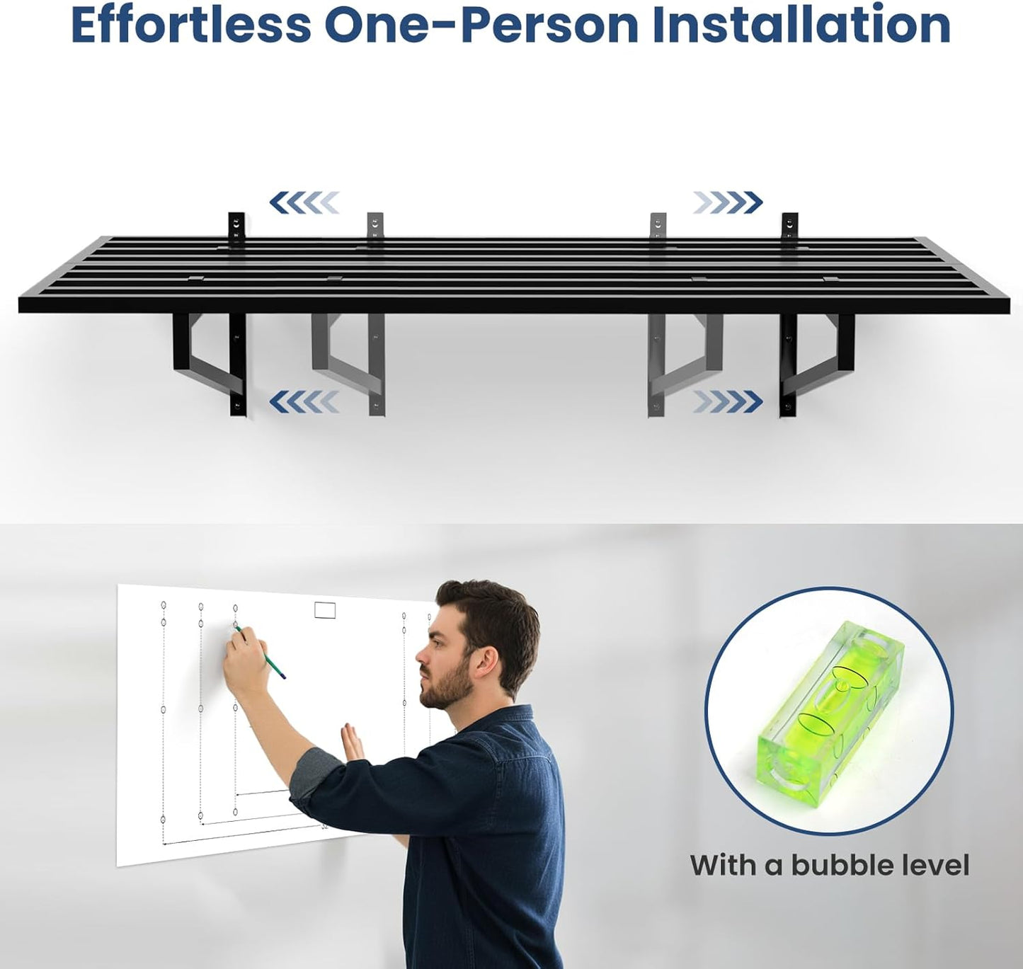 3-Pack Garage Wall Shelves, 2' x 4' Heavy Duty Wall Mounted Storage Rack with 9 Hooks, 750 lbs Capacity (250 lbs Each), Steel Garage Organization Shelving for Tools, Bins, and Power Equipment