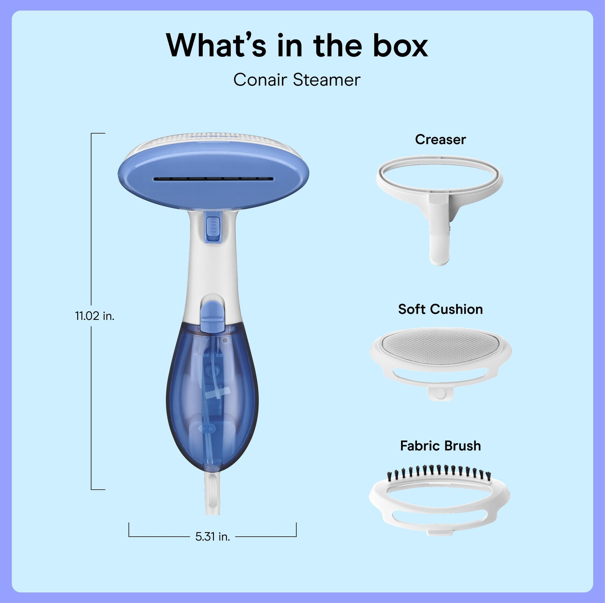 Conair Handheld Garment Steamer for Clothes, ExtremeSteam 1200W, Portable Handheld Design,White/Blue