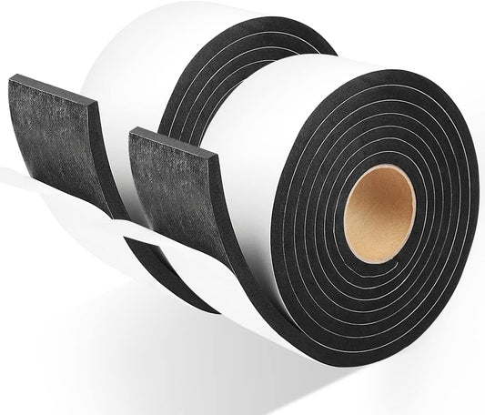 2 Rolls Seal Foam Tape, 2'' W x 1/4'' T Weather Stripping Close Cell Door Sealer, Single Sided
