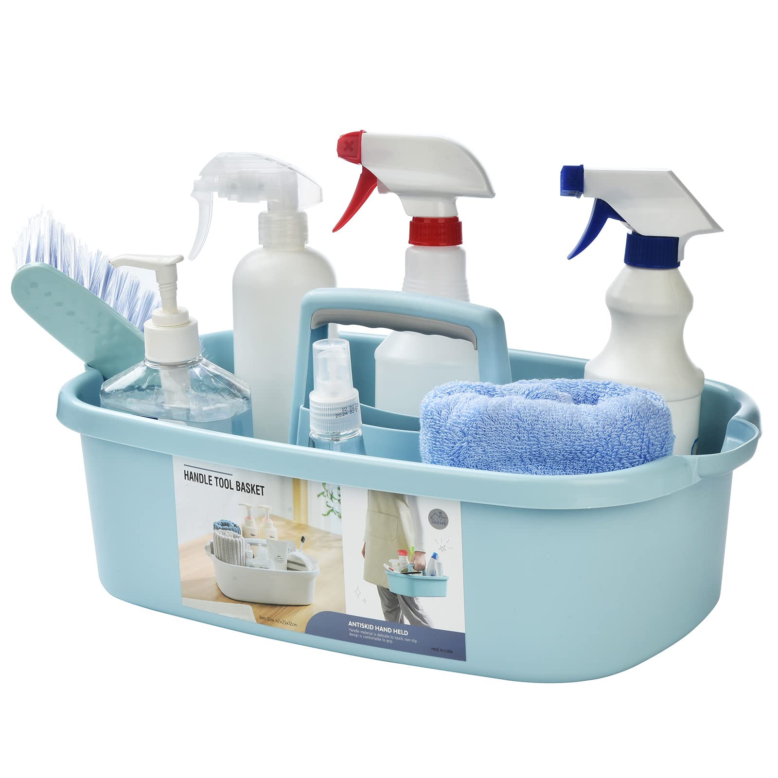 ALINK Large Plastic Shower Caddy Tote, Portable Storage Caddy Basket Organizer with Handle for