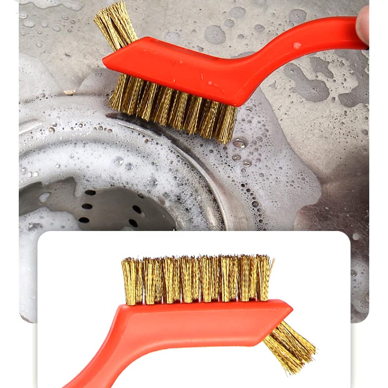 Wire Scratch Brush Set Soft Grip for Rust, Dirt & Paint Scrubbing with Deep Cleaning (18, 18PCS - Brass Wire)
