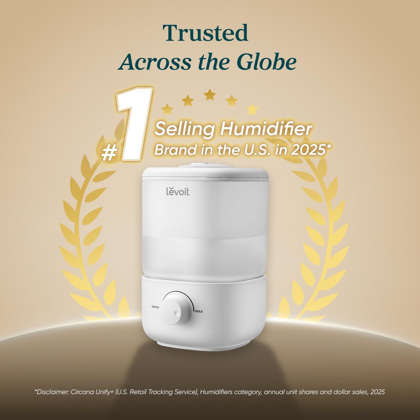 Levoit Top Fill Humidifiers for Bedroom, 2.5L Tank for Large Room, 28dB