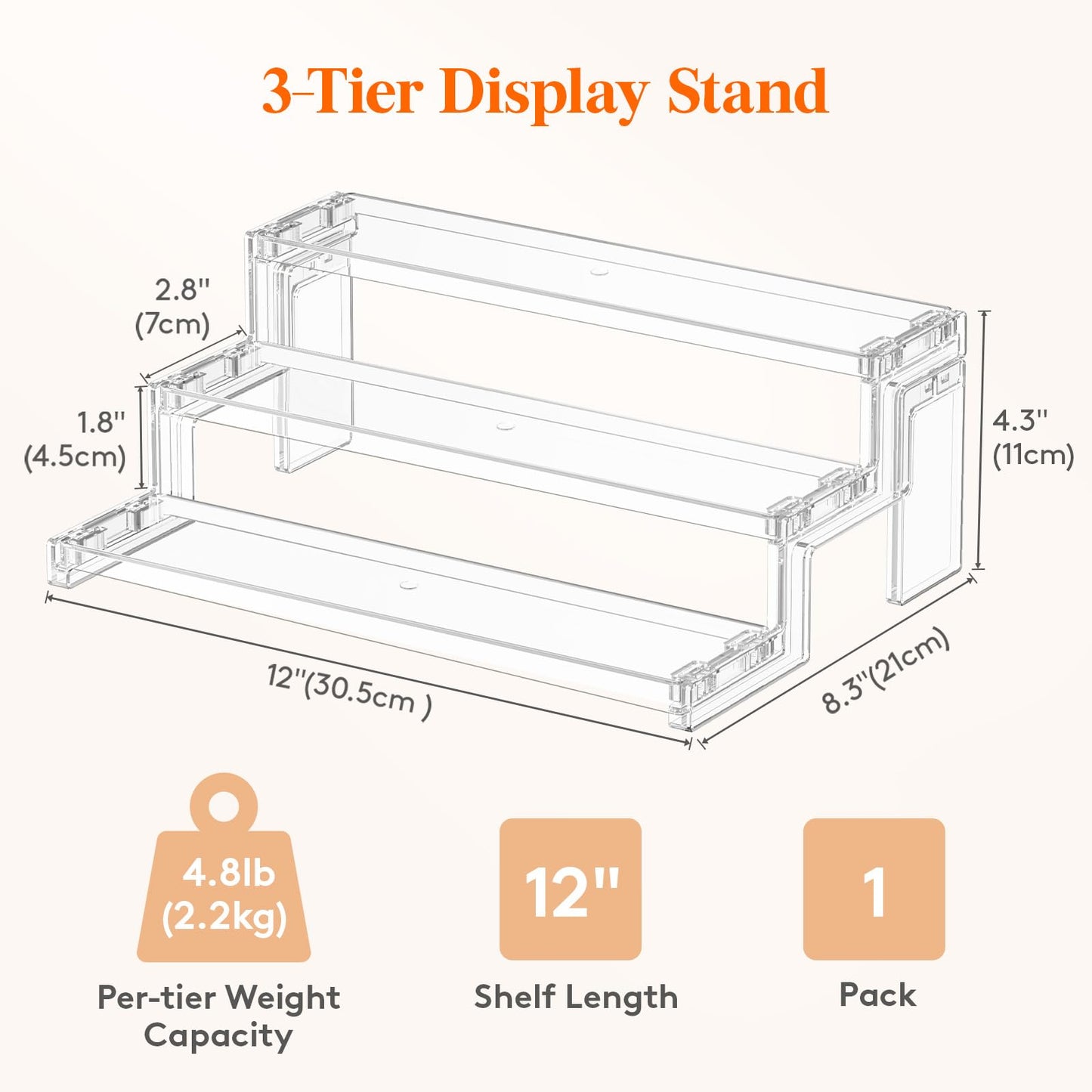Lifewit 12″ Spice Rack, Perfume Cologne Stand,Tool-Free Assembly, 1 Pcs