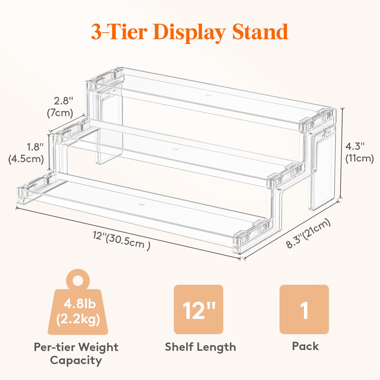 Lifewit 12″ Spice Rack, Perfume Cologne Stand,Tool-Free Assembly, 1 Pcs